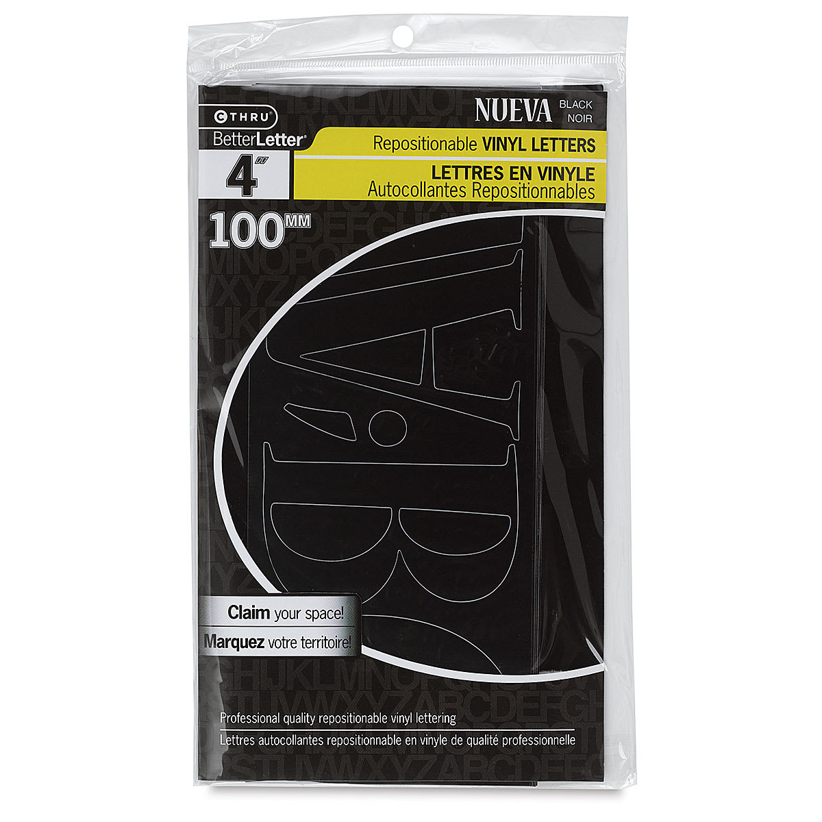 Westcott BetterLetter Self-Adhesive Vinyl Letters – 4” Repositionable Letters, Nueva, Black