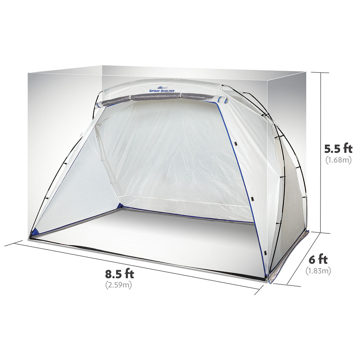 HomeRight Spray Shelters - Large Spray shelter assembled showing dimensions