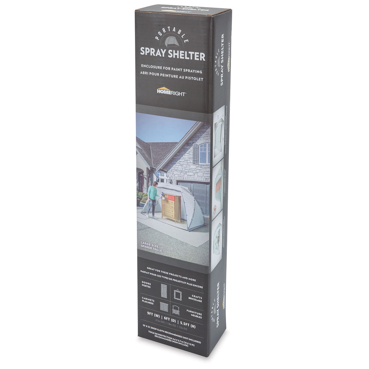 HomeRight Spray Shelters - Right angled view of Front of package of Large Spray Shelter