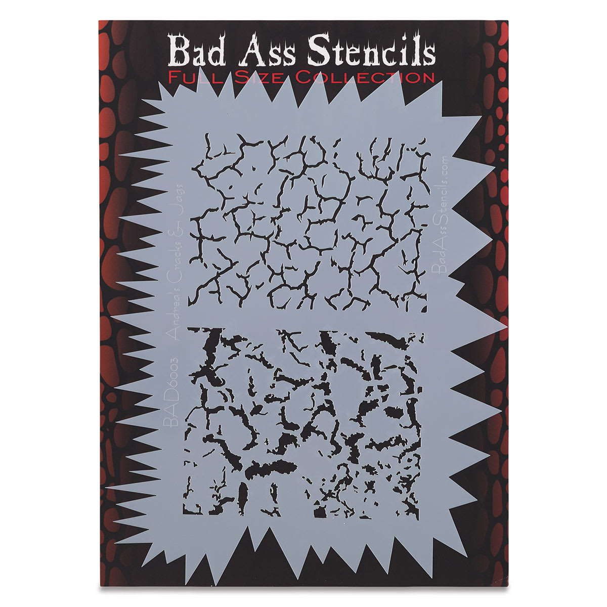 Airbrush Face and Body Stencils - Front view of package of Cracks and Jags stencil