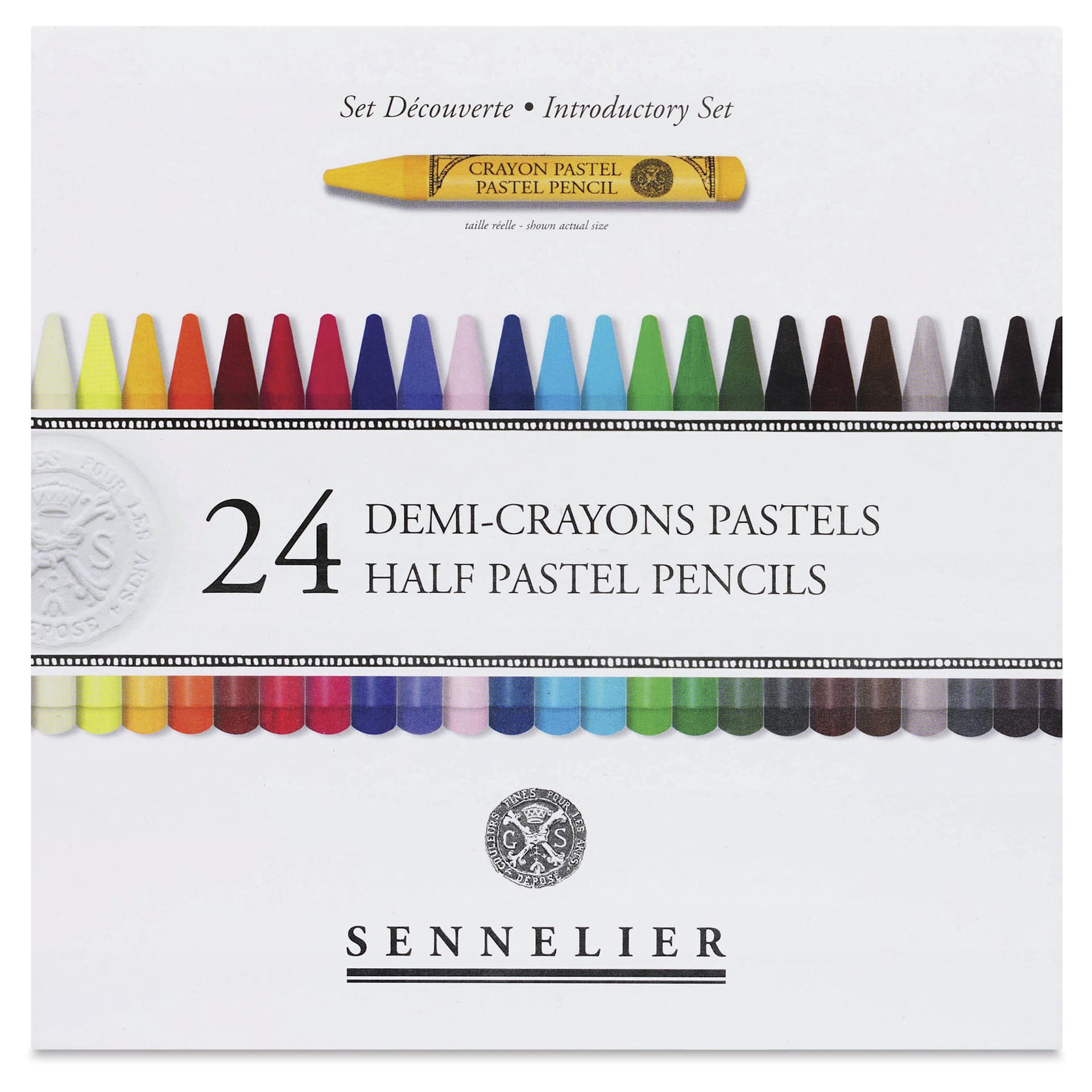 Sennelier Woodless Pastel Pencils - Set of 24, Assorted, Half Sticks, front of packaging