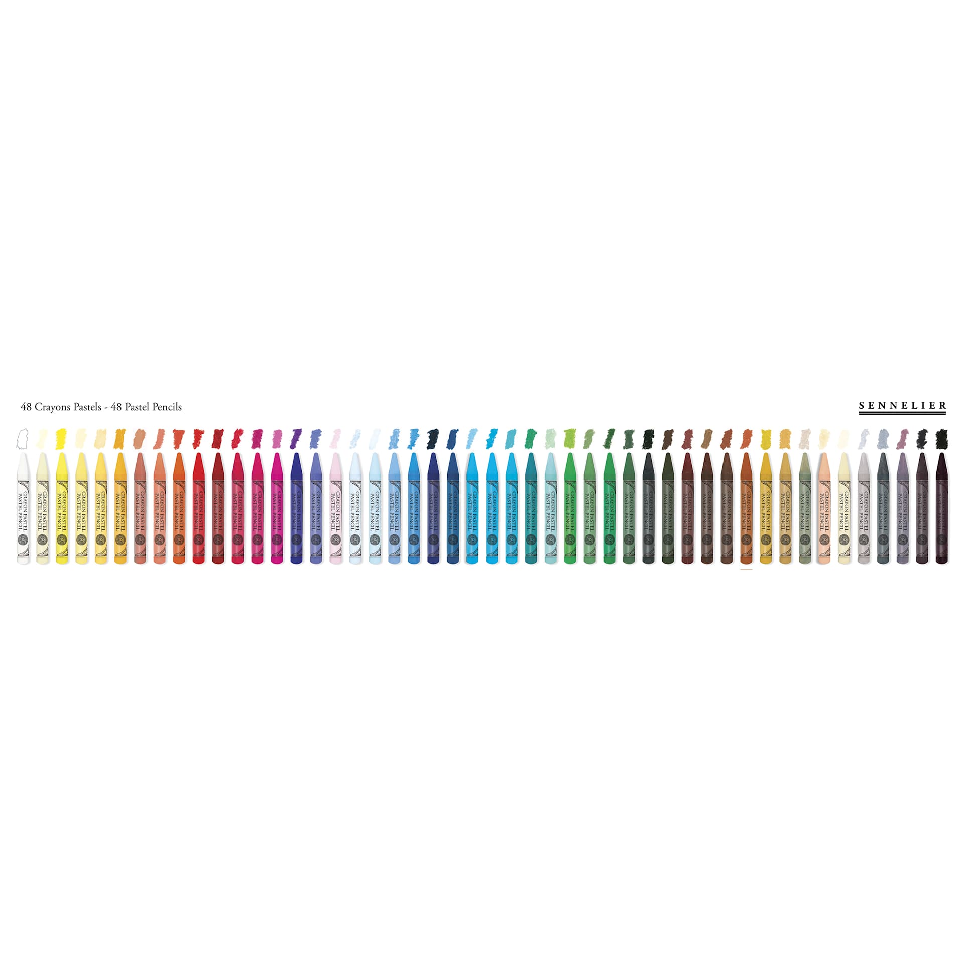 Sennelier Woodless Pastel Pencils - Set of 48, Assorted, Half Sticks