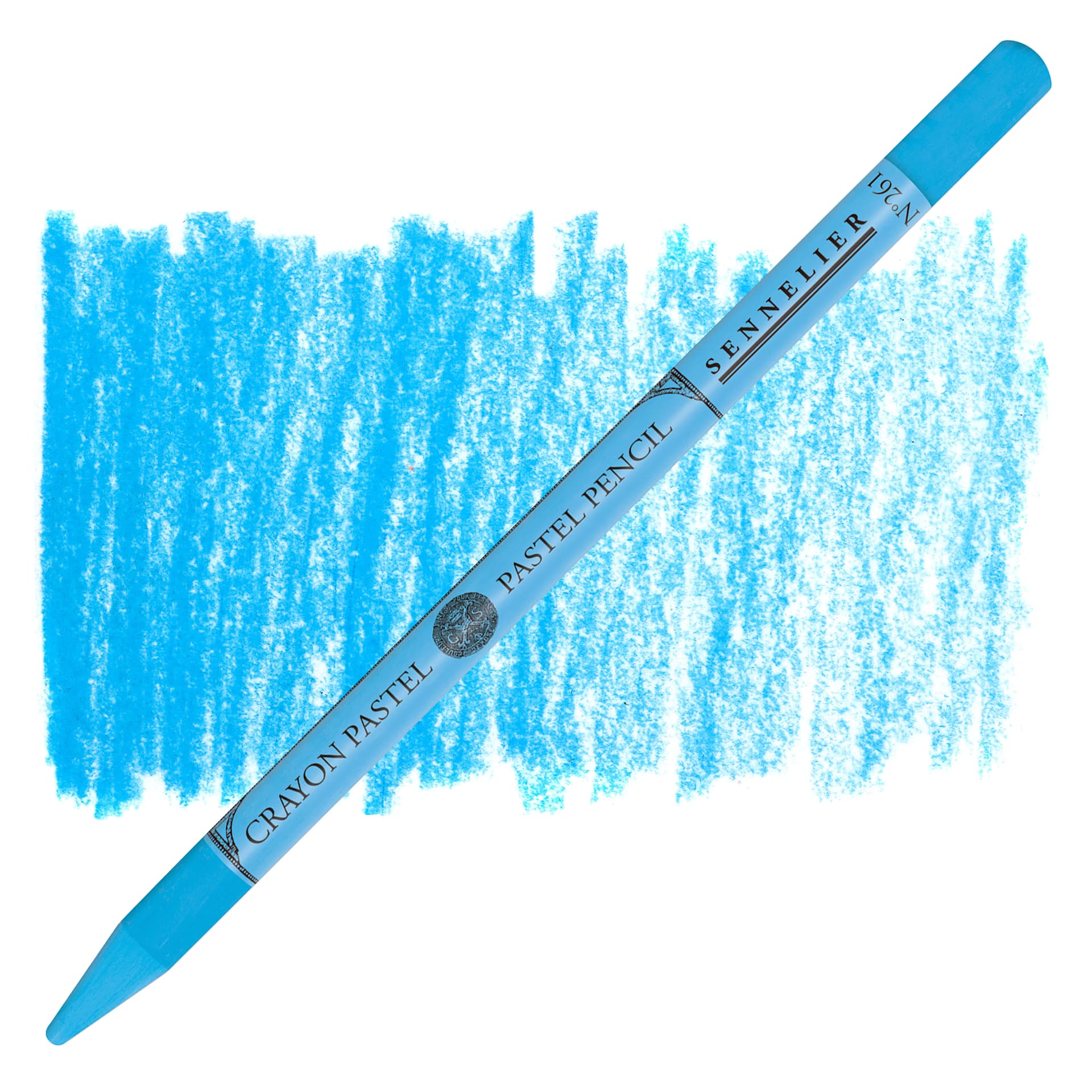 Sennelier Woodless Pastel Pencil - Cerulean Blue Hue, pencil and swatch
