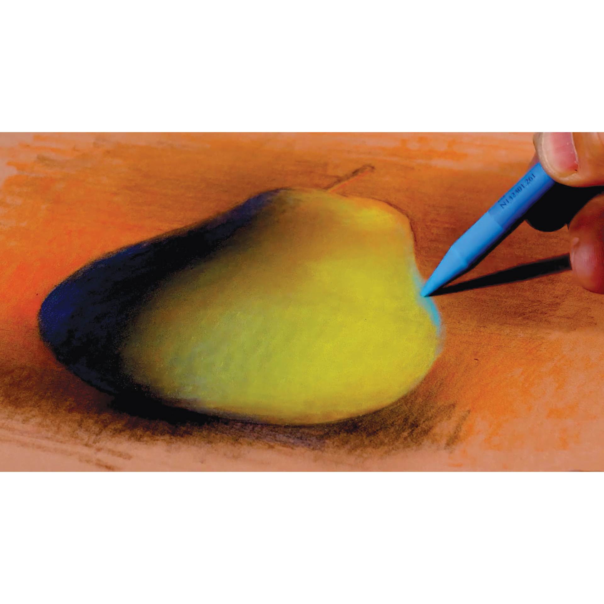 Sennelier Woodless Pastel Pencils, highlights being added to drawing