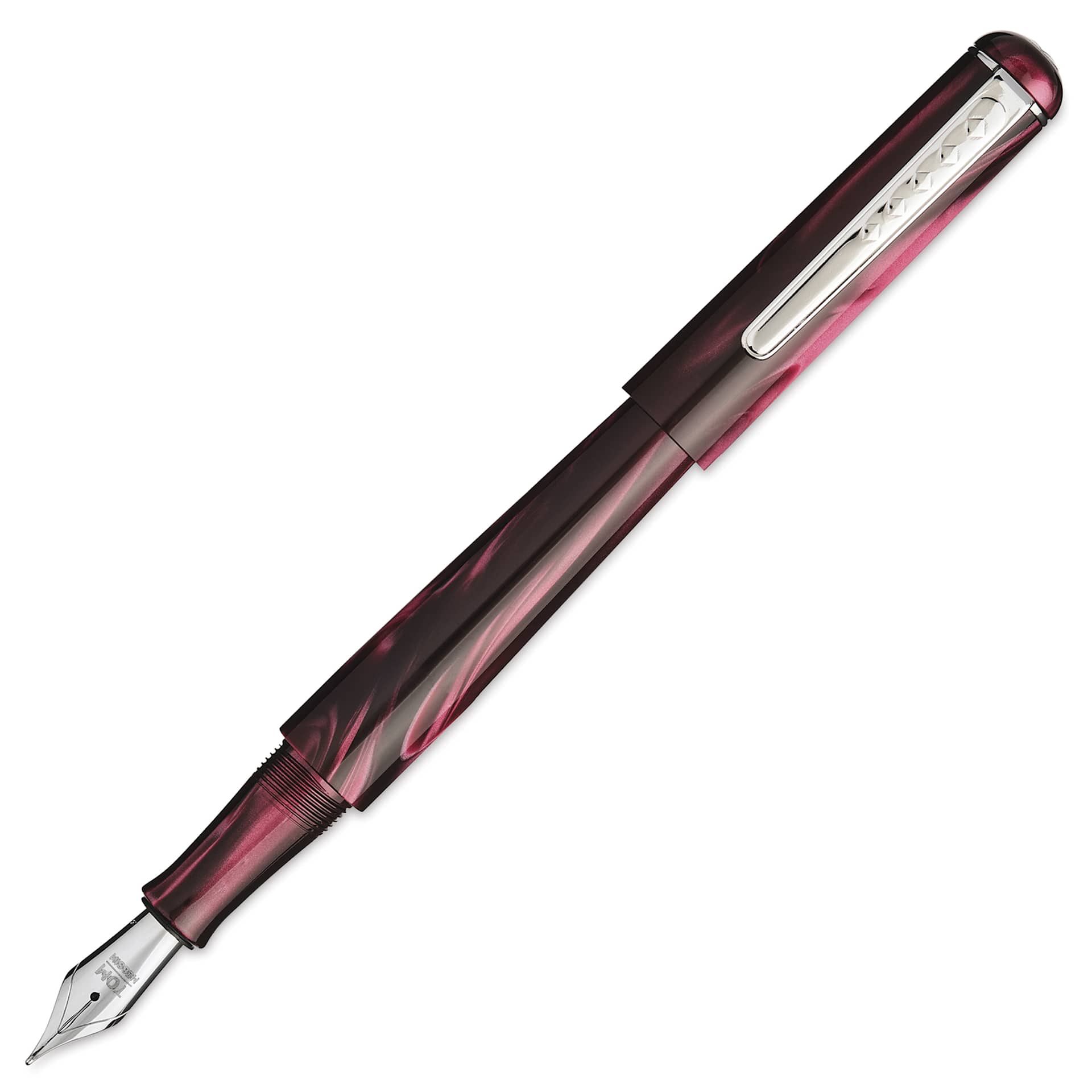 Tom Hessin Charles Collection Fountain Pen - Castle Claret, cap removed (image may show a different size nib)