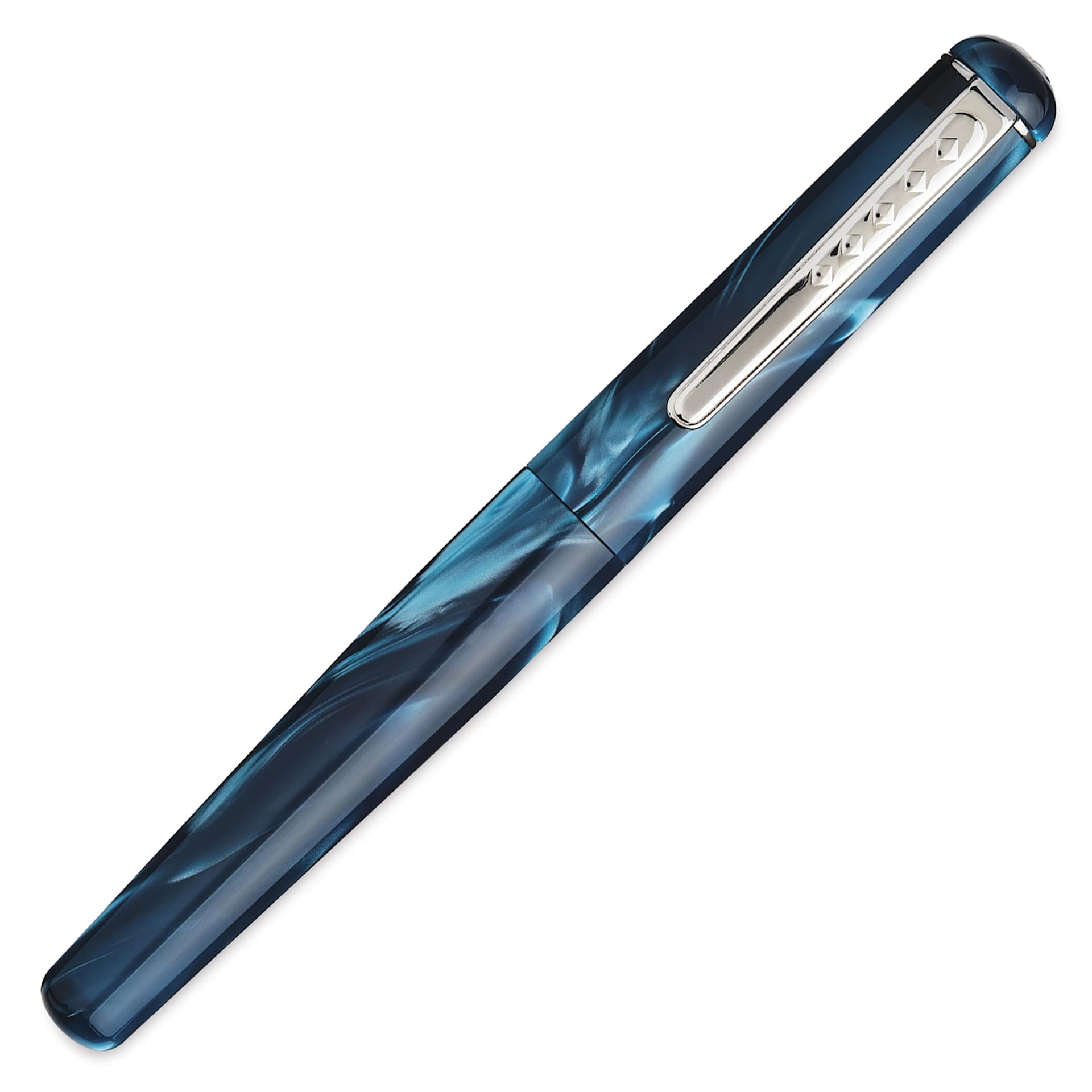 Tom Hessin Charles Collection Fountain Pen - Thames Blue, cap on