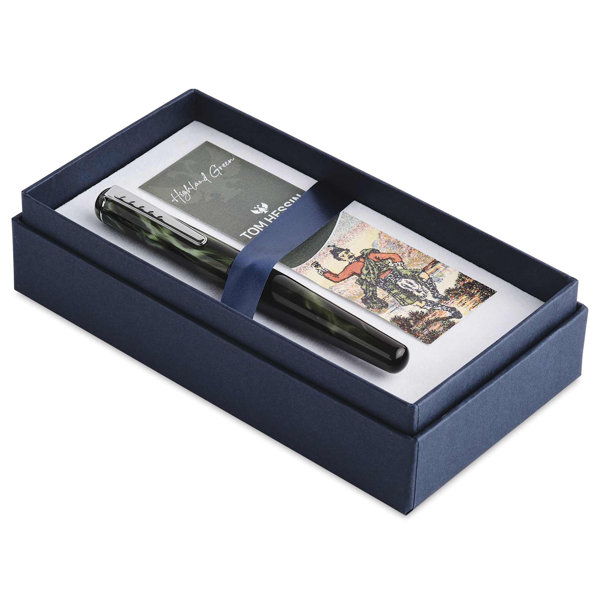 Tom Hessin Charles Collection Fountain Pen - Highland Green, pen inside of the packaging