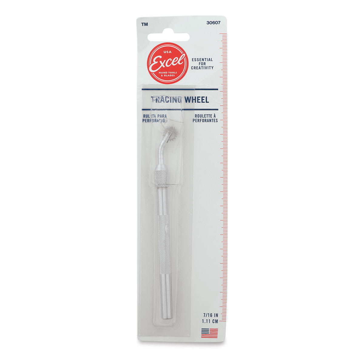 Excel Blades Tracing Wheel - Front of blister package showing tool