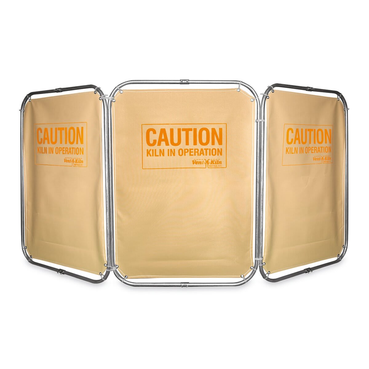 Kiln Safety Screen - Single three panel Beige screen set up