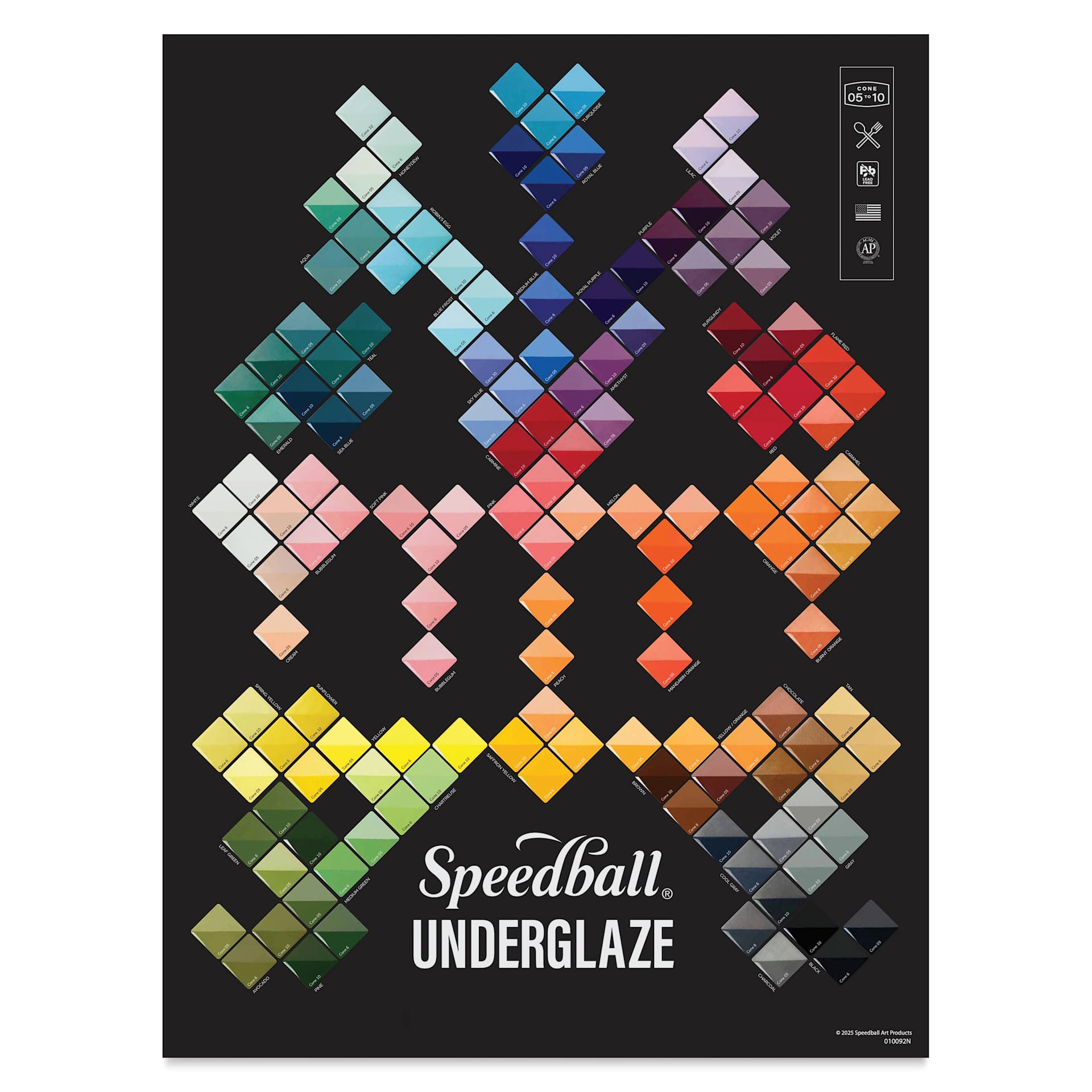 Speedball Ceramic Underglazes Color Chart Poster - Black, Portrait 