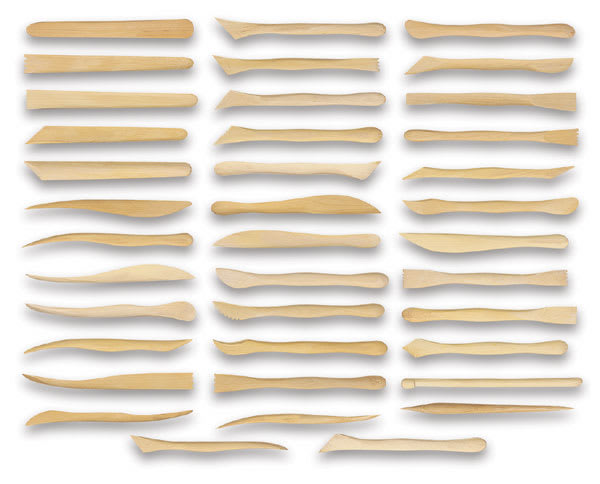 Boxwood Clay Tool Sets - Set of 38 6" long tools shown horizontally