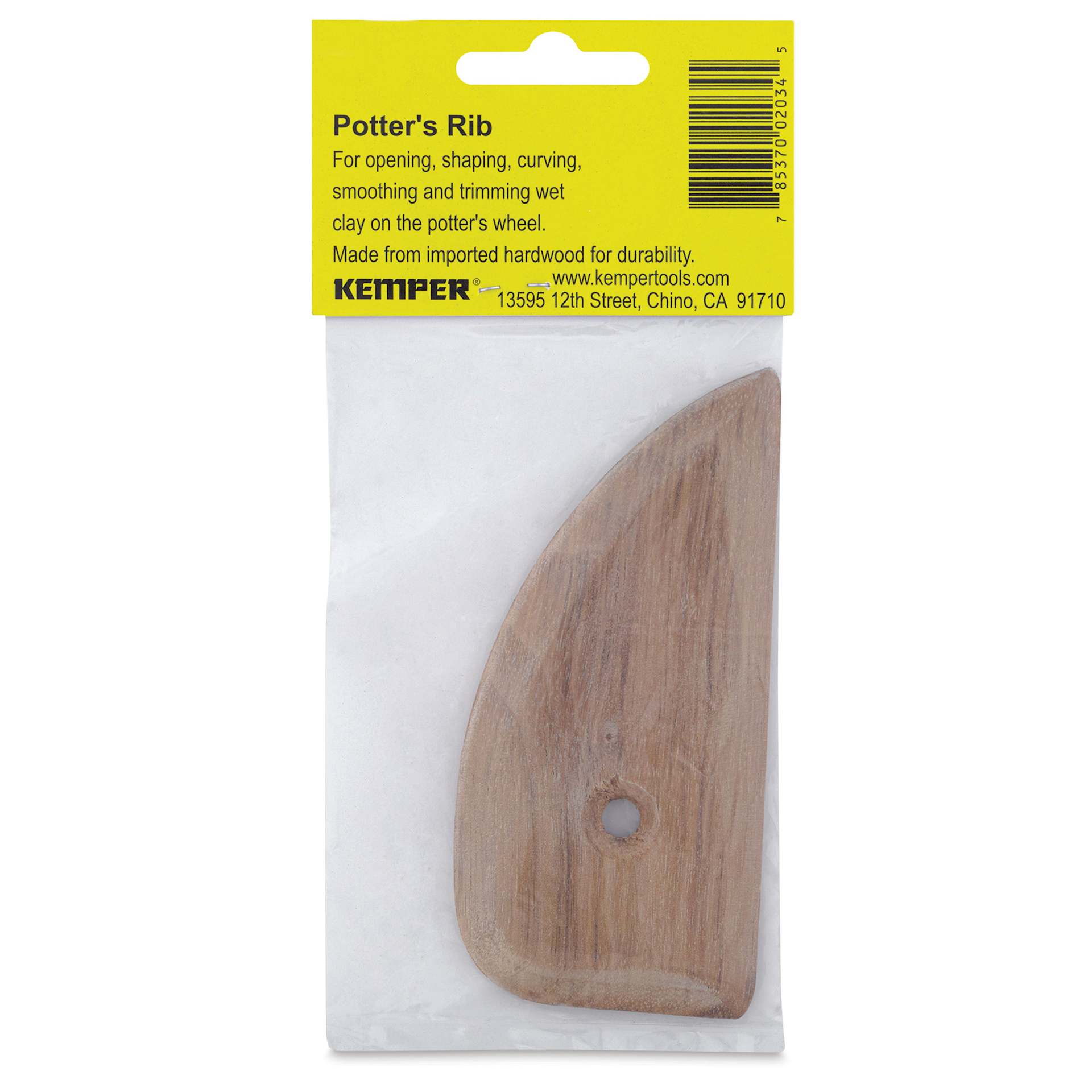 Kemper Hardwood Potter's Rib - RB2, 4-1/4" back of packaging