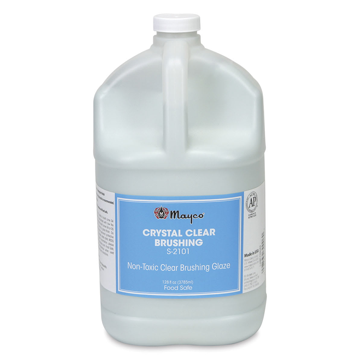 Mayco Crystal Clear Brushing Glaze - Front view of Gallon Jug