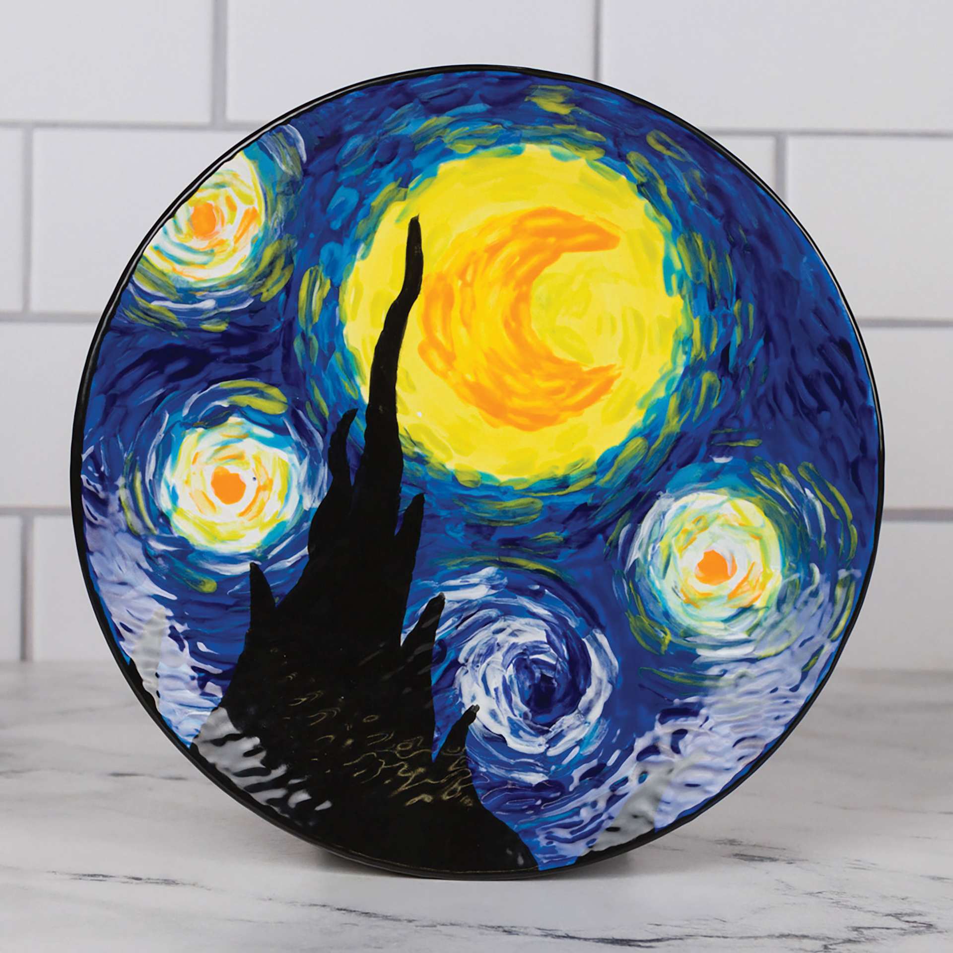 Mayco Stroke & Coat - finished starry night plate example
