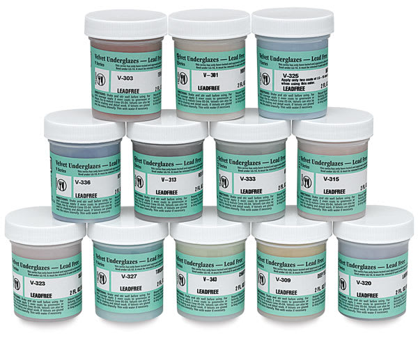 Amaco Lead-Free Velvet Underglazes Classroom Packs - Set of 12, 2 oz, Set #2 Amaco Lead-Free Velvet Underglazes Classroom Packs - Set of 12, 2 oz, Set #2