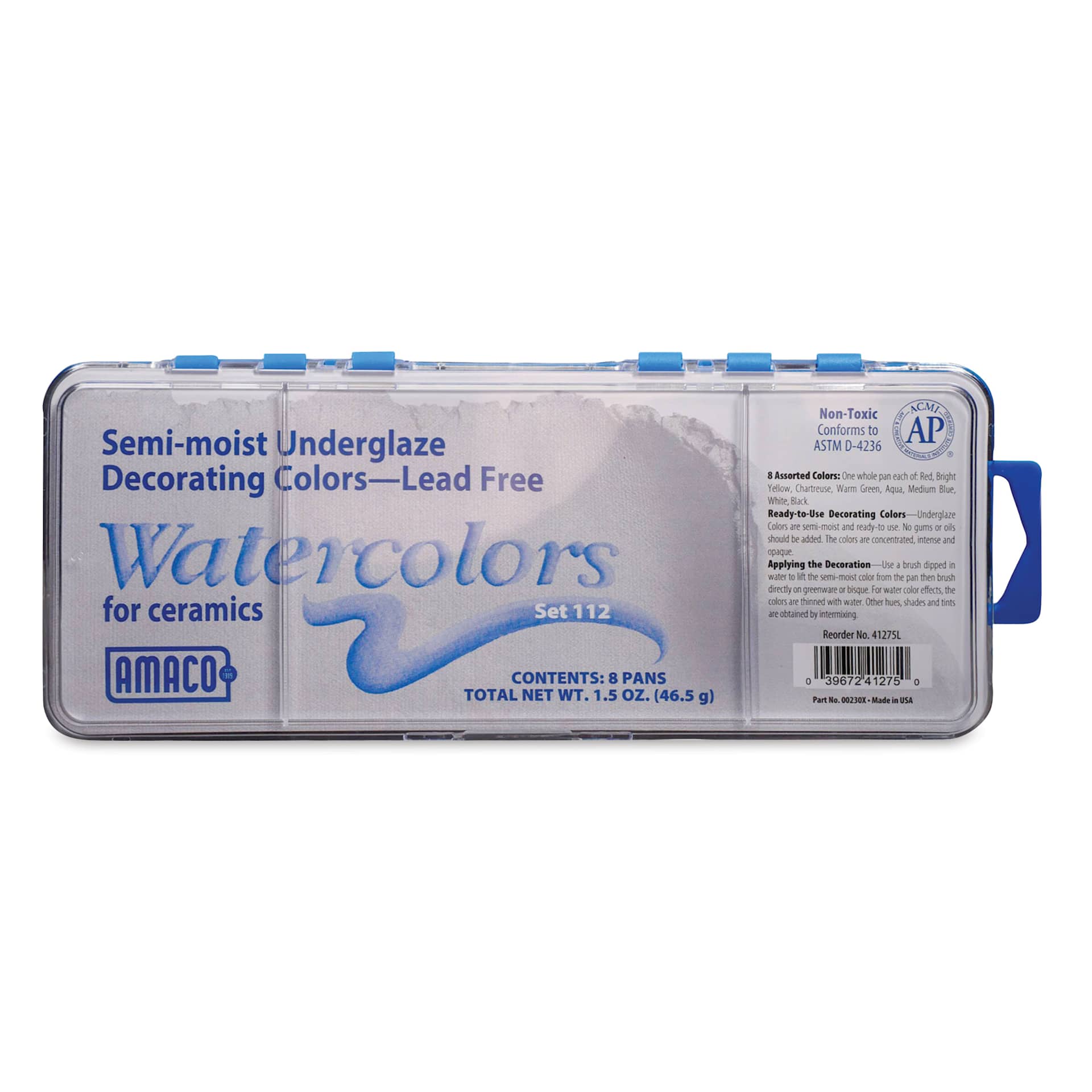 Amaco Semi-Moist Underglaze - Set No. 112, Set of 8 - front of packaging