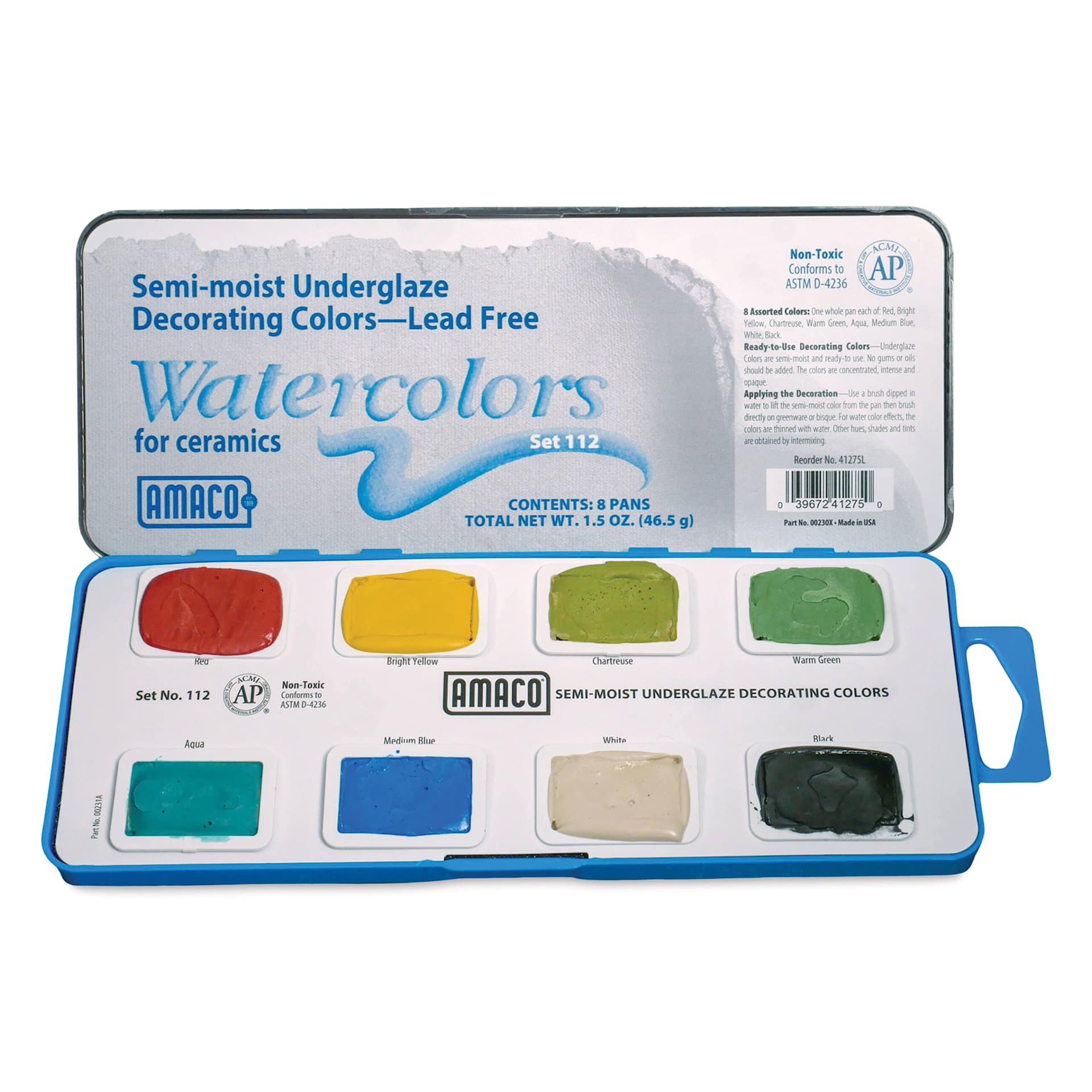 Amaco Semi-Moist Underglaze - Set No. 112, Set of 8