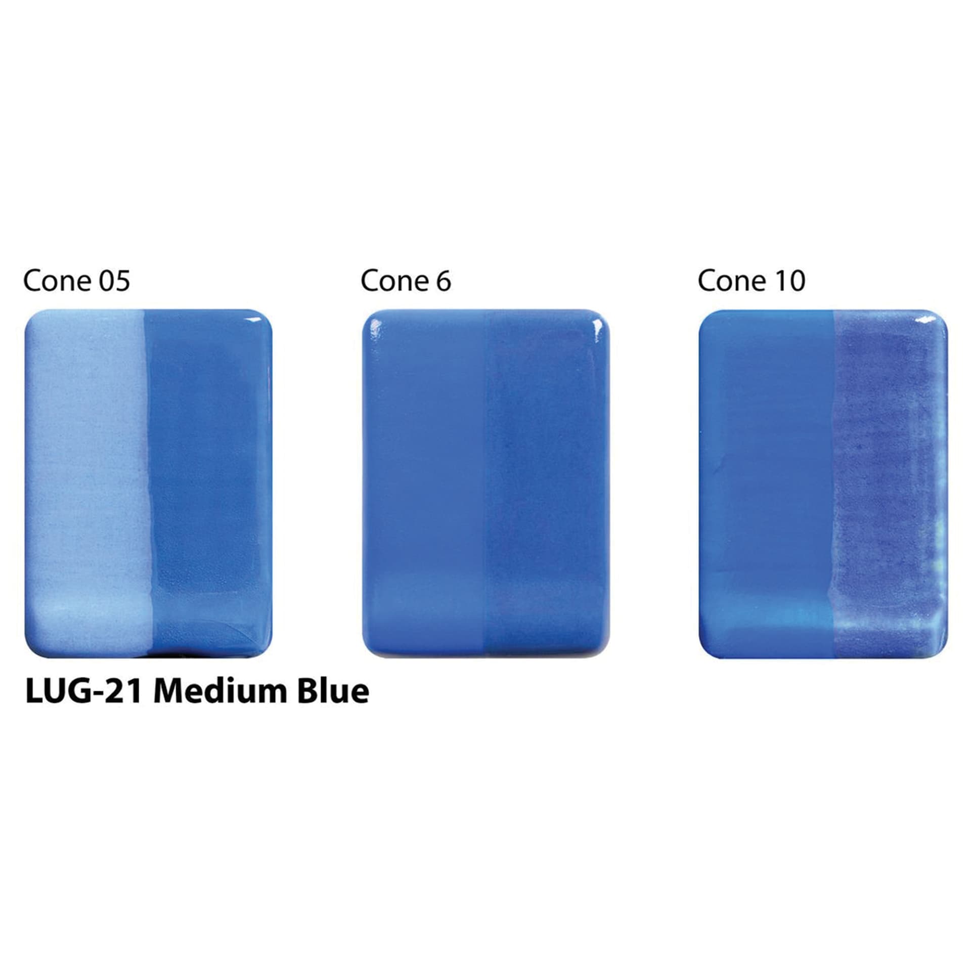 Medium Blue Amaco LUG Liquid Underglaze fired to Cone 05, Cone 6, and Cone 10.