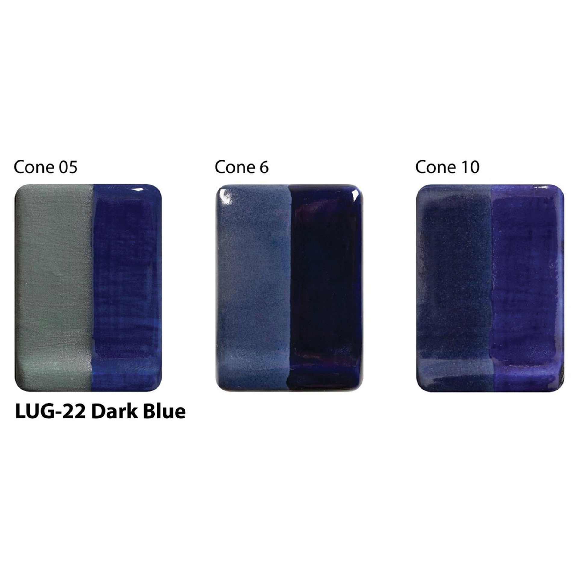 Dark Blue Amaco LUG Liquid Underglaze fired to Cone 05, Cone 6, and Cone 10.
