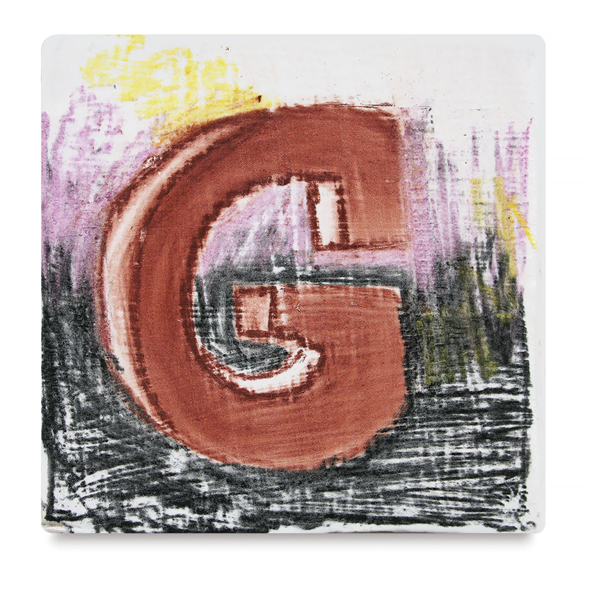 Amaco Underglaze Chalk Crayons color example of the letter G design