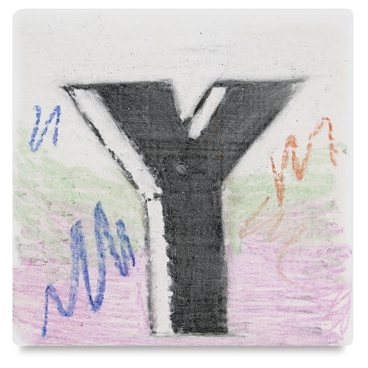 Amaco Lead Free Underglaze Chalk Crayons color example of the letter Y design