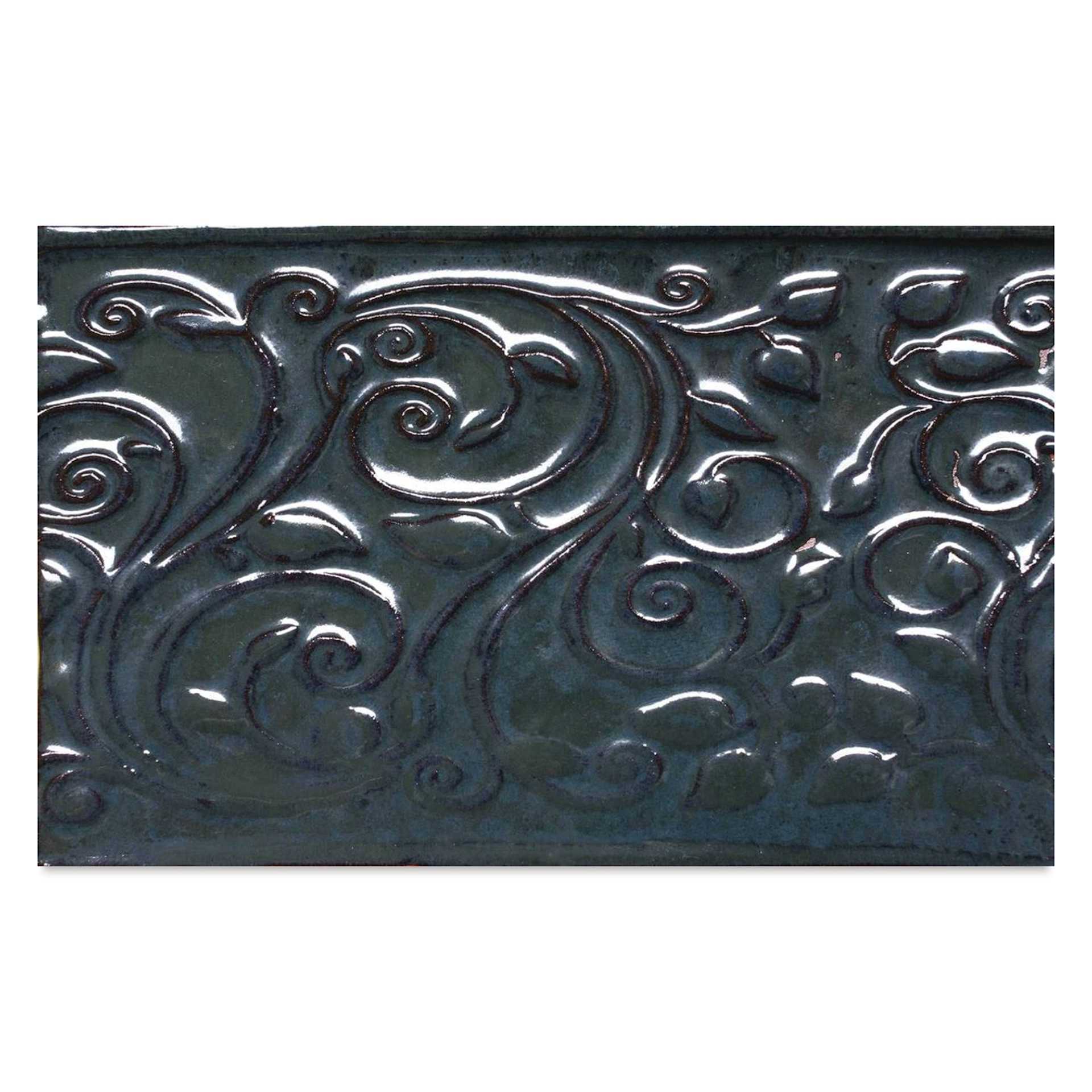 Amaco Opalescent Glaze - Black Tulip, finished example