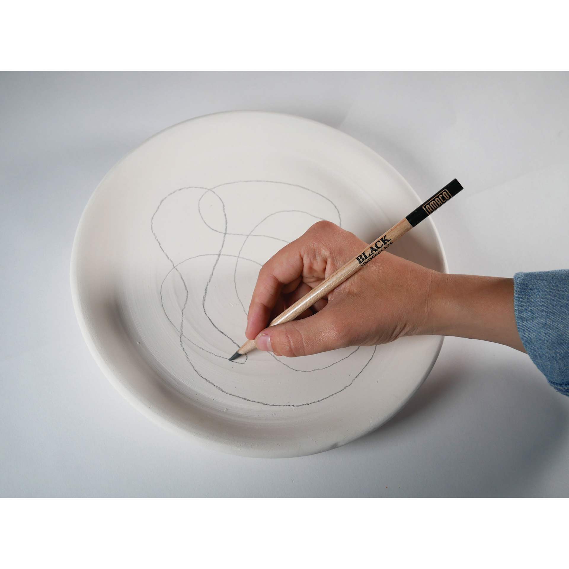 Amaco Underglaze Pencil, design drawn on plate