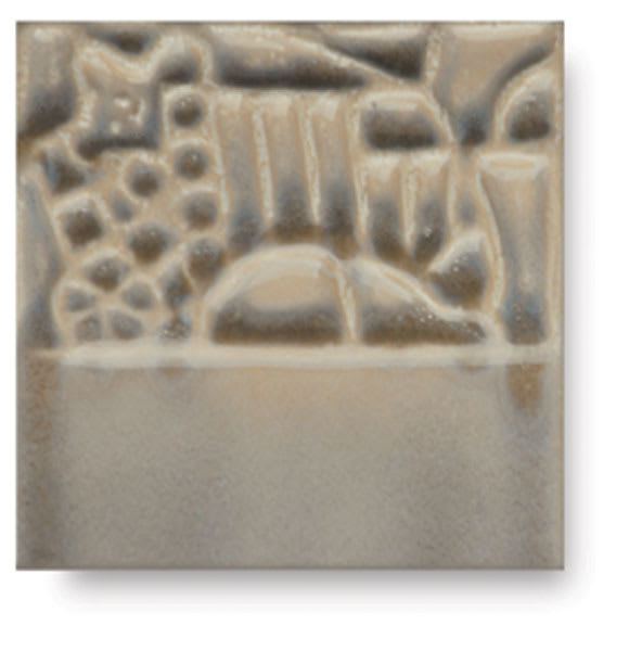 Mayco Elements Glaze - Oyster Shell, shown on example tile