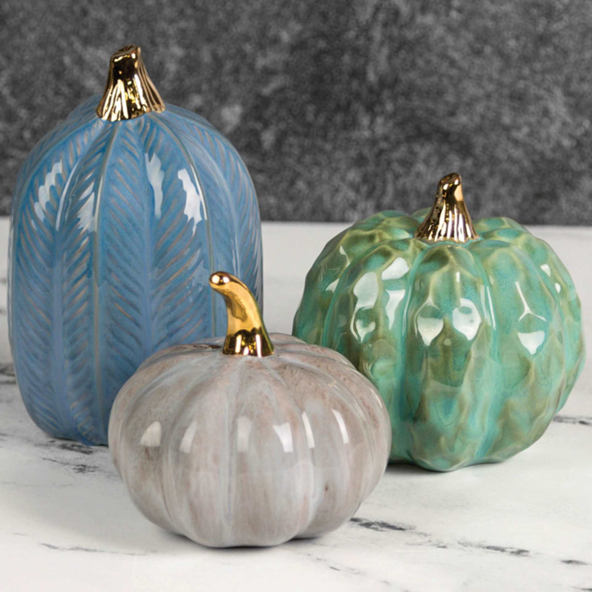 Mayco Elements Glazes - three more finished pumpkin examples