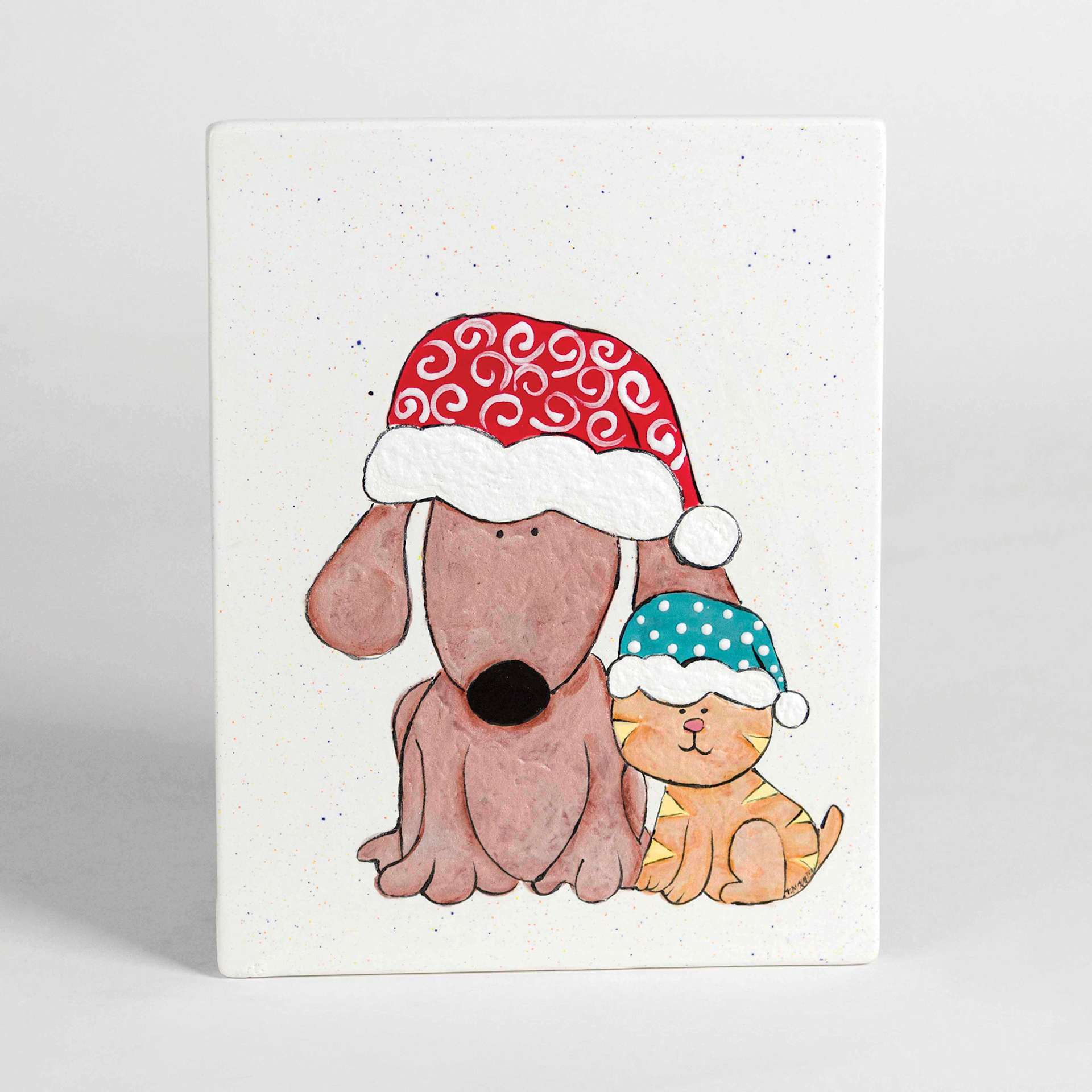 Mayco Snowfall Glaze adorning cat and dog illustration