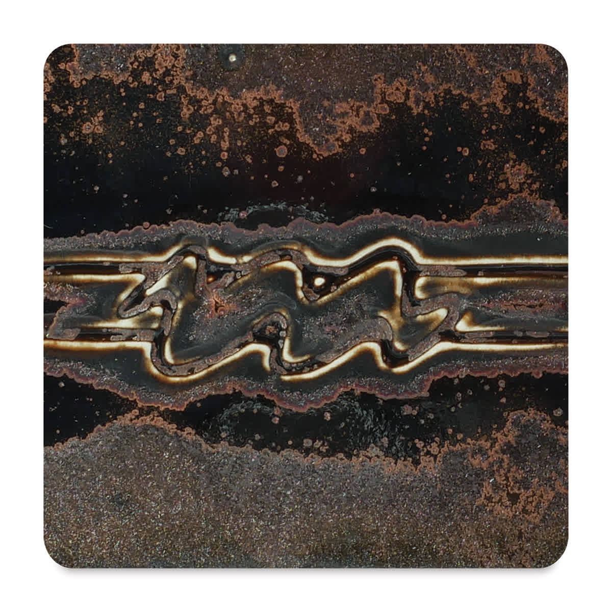Amaco Potter's Choice Glaze - Black Aventurine. A fluid, rich black glaze that develops a metallic sparkle.