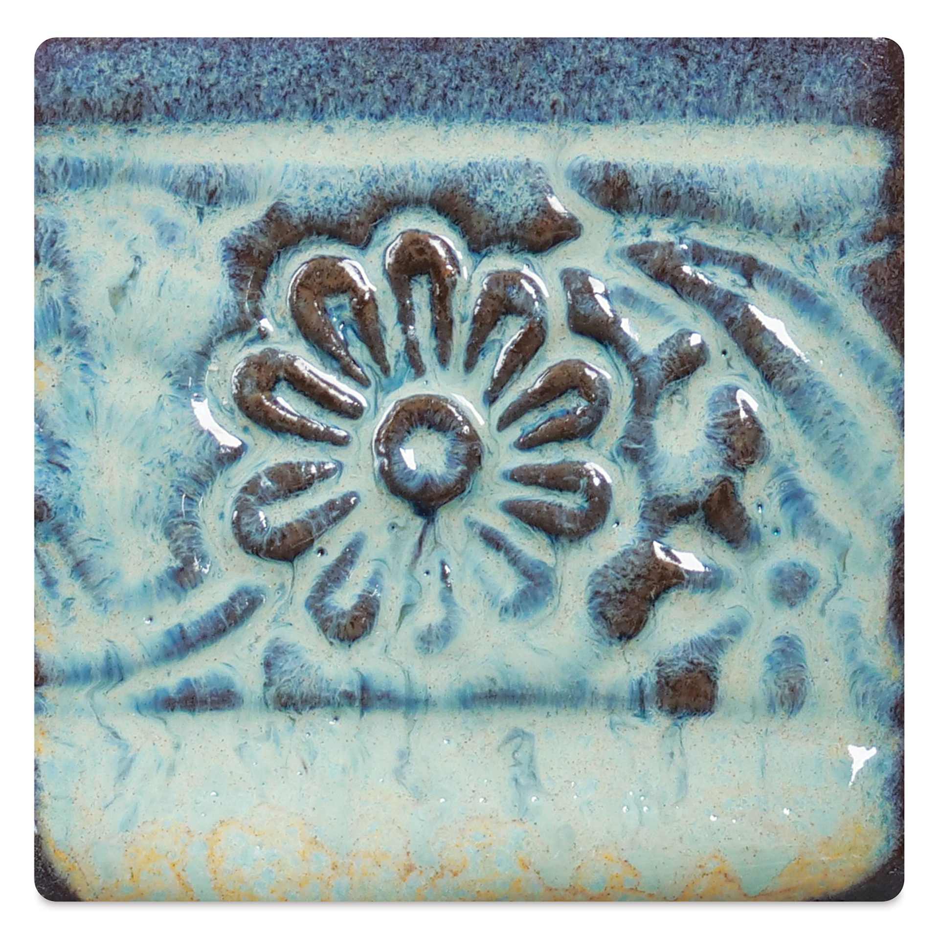 Amaco Potter's Choice Flux Glaze - Pint, Honeydew, fired tile