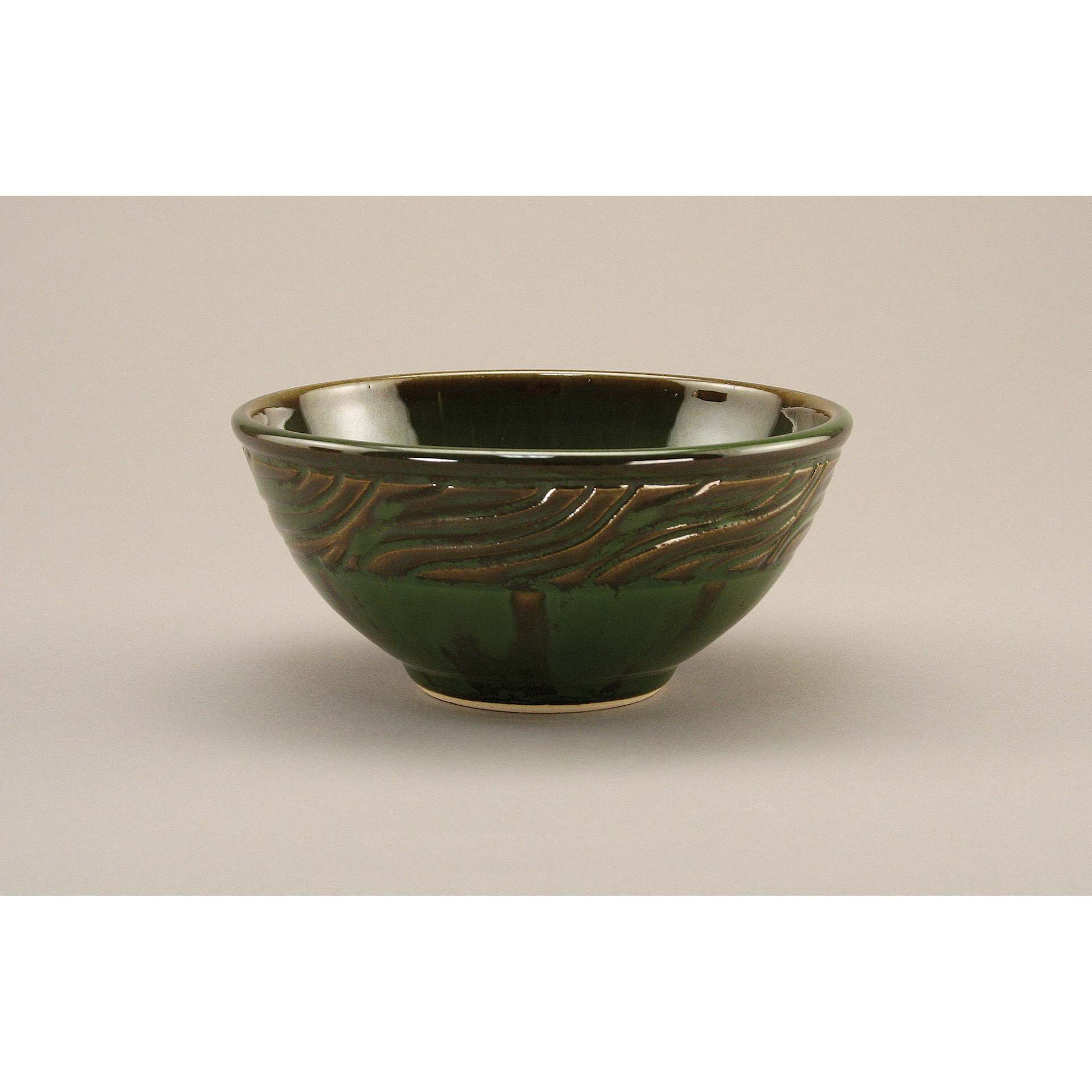 Seaweed Amaco Potter's Choice Glaze applied to a bowl.