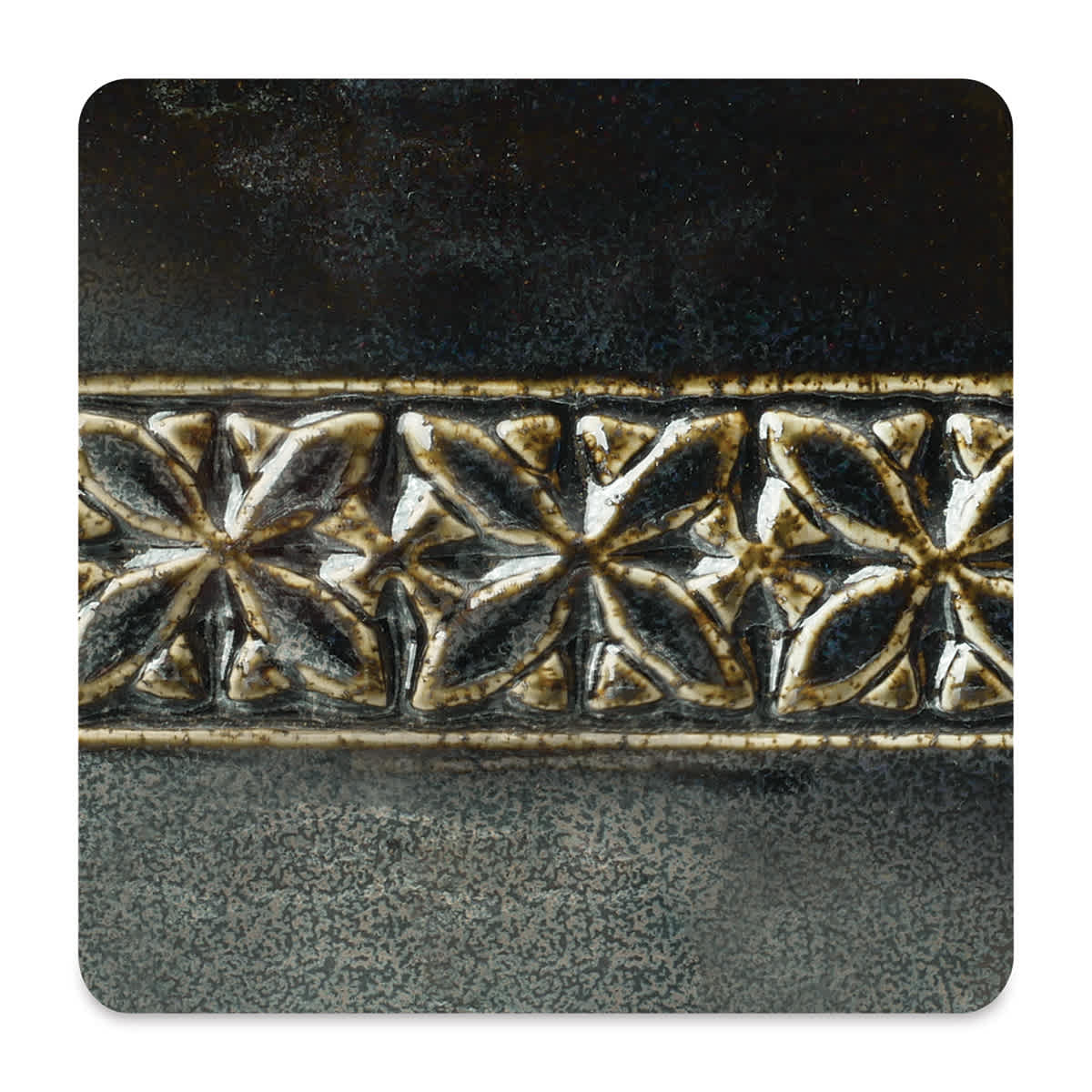 Amaco Potter's Choice Glaze - Cosmic Oilspot. A dark glaze with shimmery flecks that create an oilspot effect.
