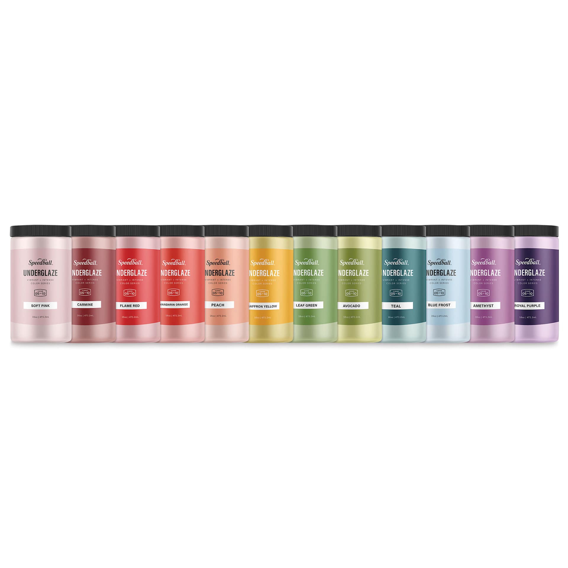 Speedball Ceramic Underglaze - Deluxe Sampler, Set of 12, 16 oz (Set contents)