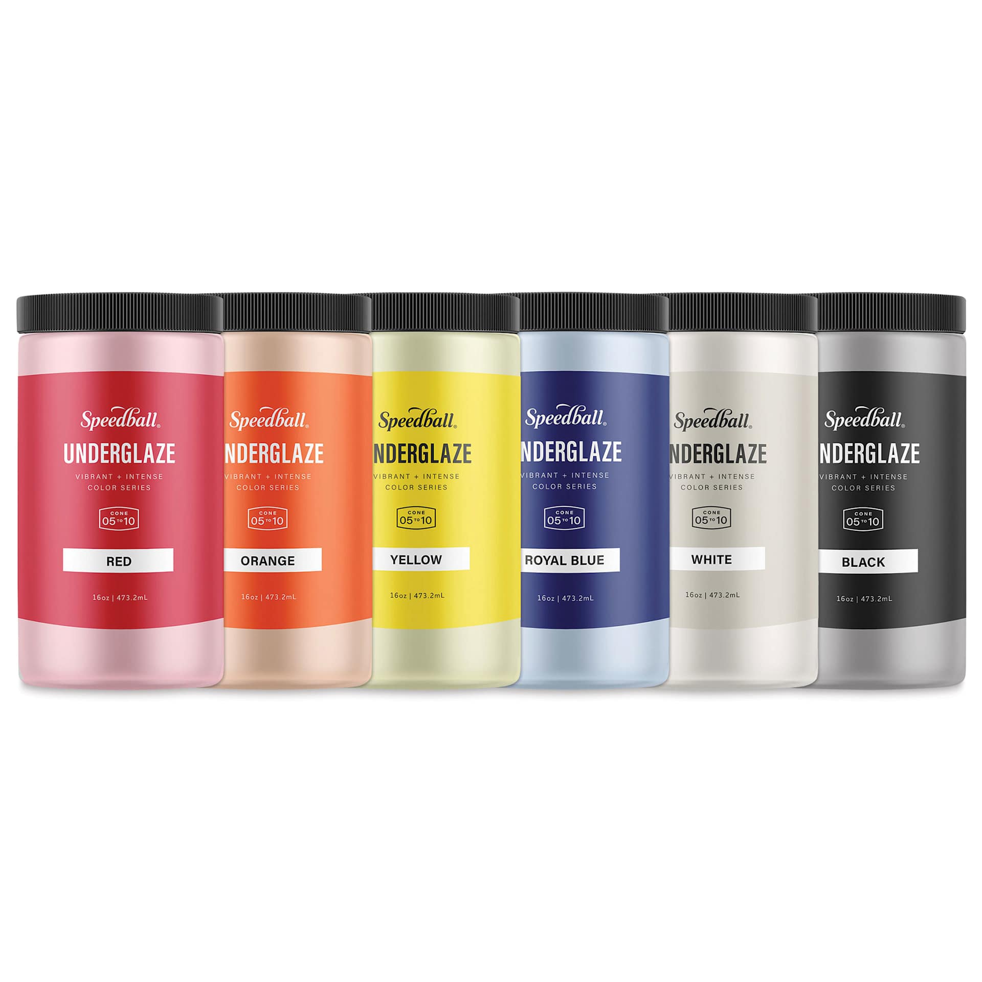 Speedball Ceramic Underglaze - Set of 6, 16 oz (Set contents)