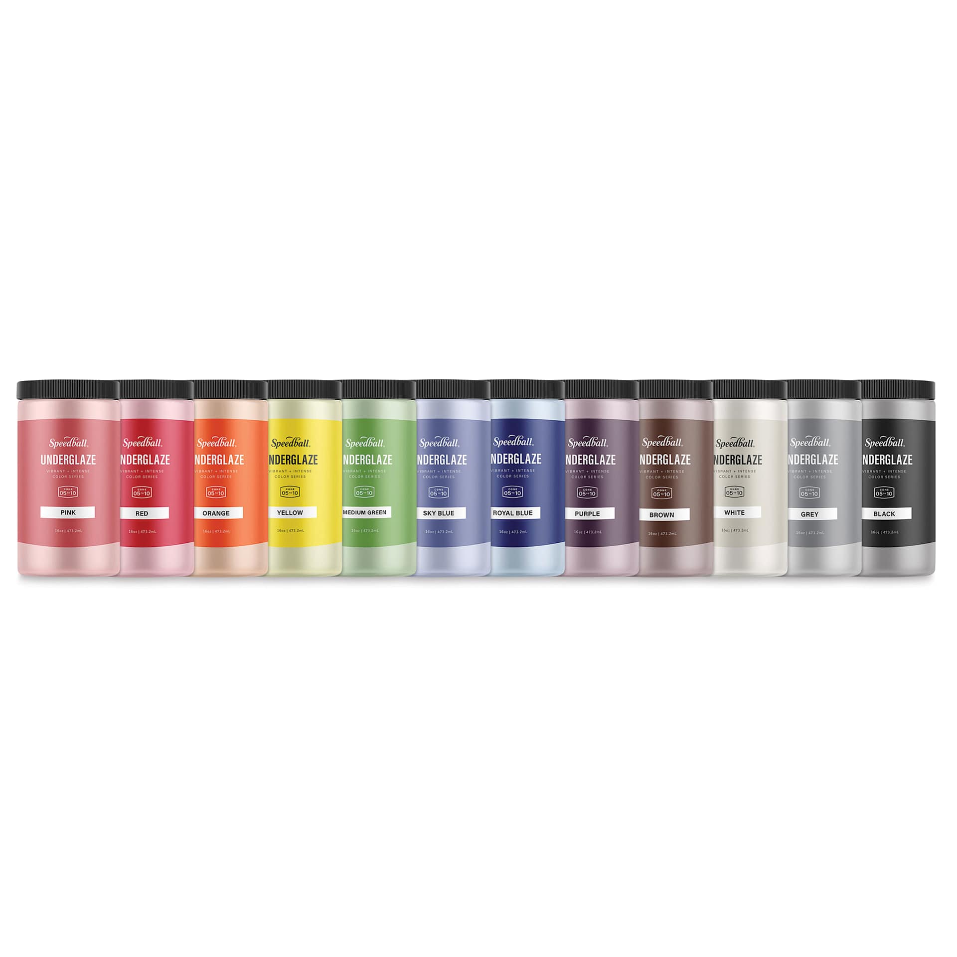 Speedball Ceramic Underglaze - Set of 12, 16 oz (Set contents)