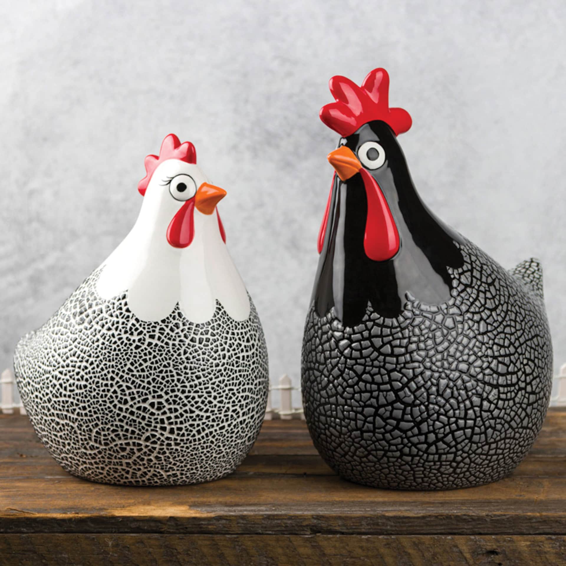 Mayco Cobblestone Glaze - finished chicken statue examples