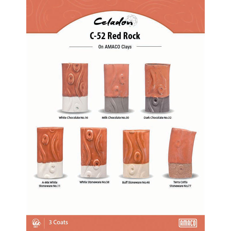 Amaco Celadon Glazes - Red Rock clay comparison