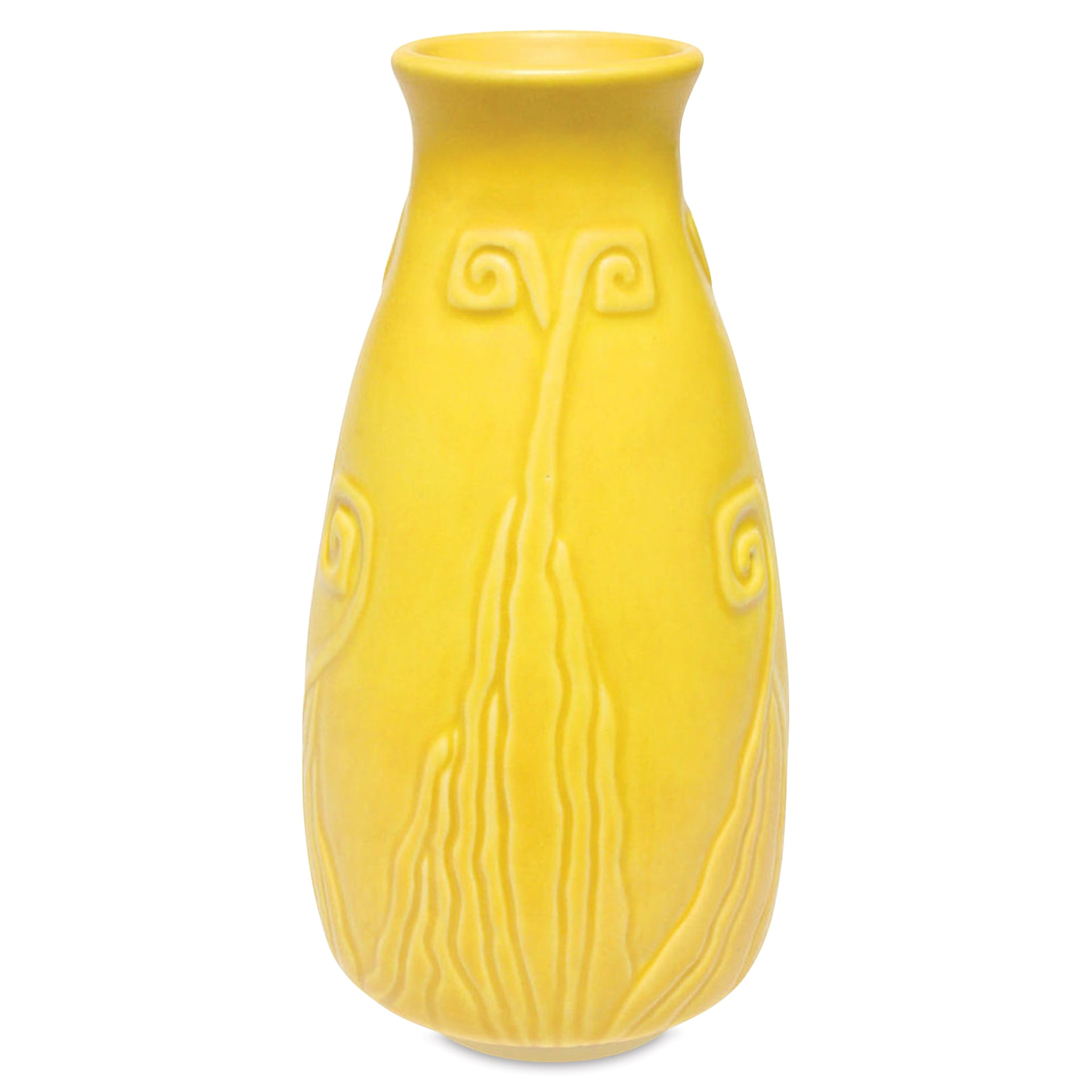 Amaco Satin Matte Glaze - SM-63 Yellow applied to upright vase