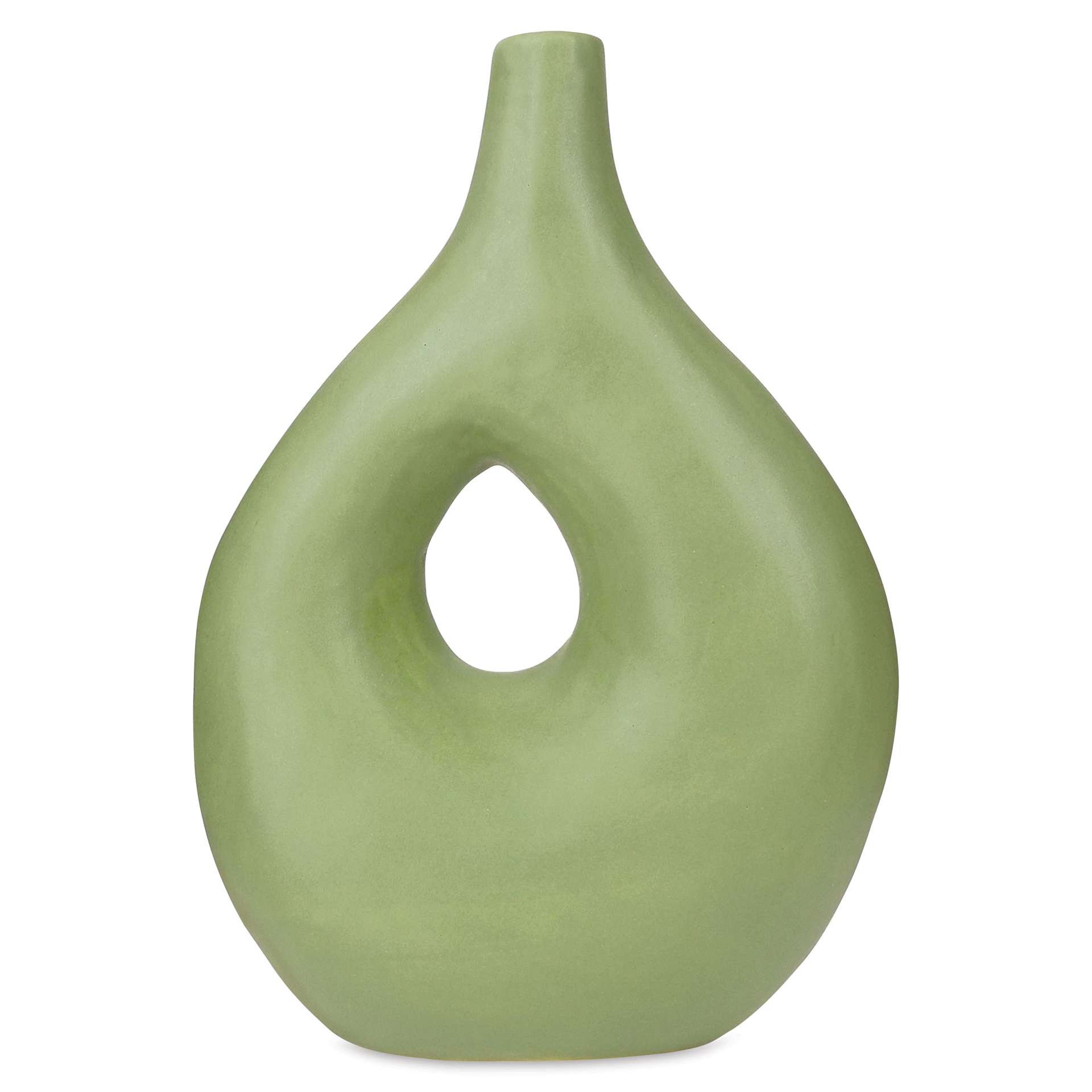 Amaco Satin Matte Glaze - SM-46 Moss, 16 oz applied to upright vase