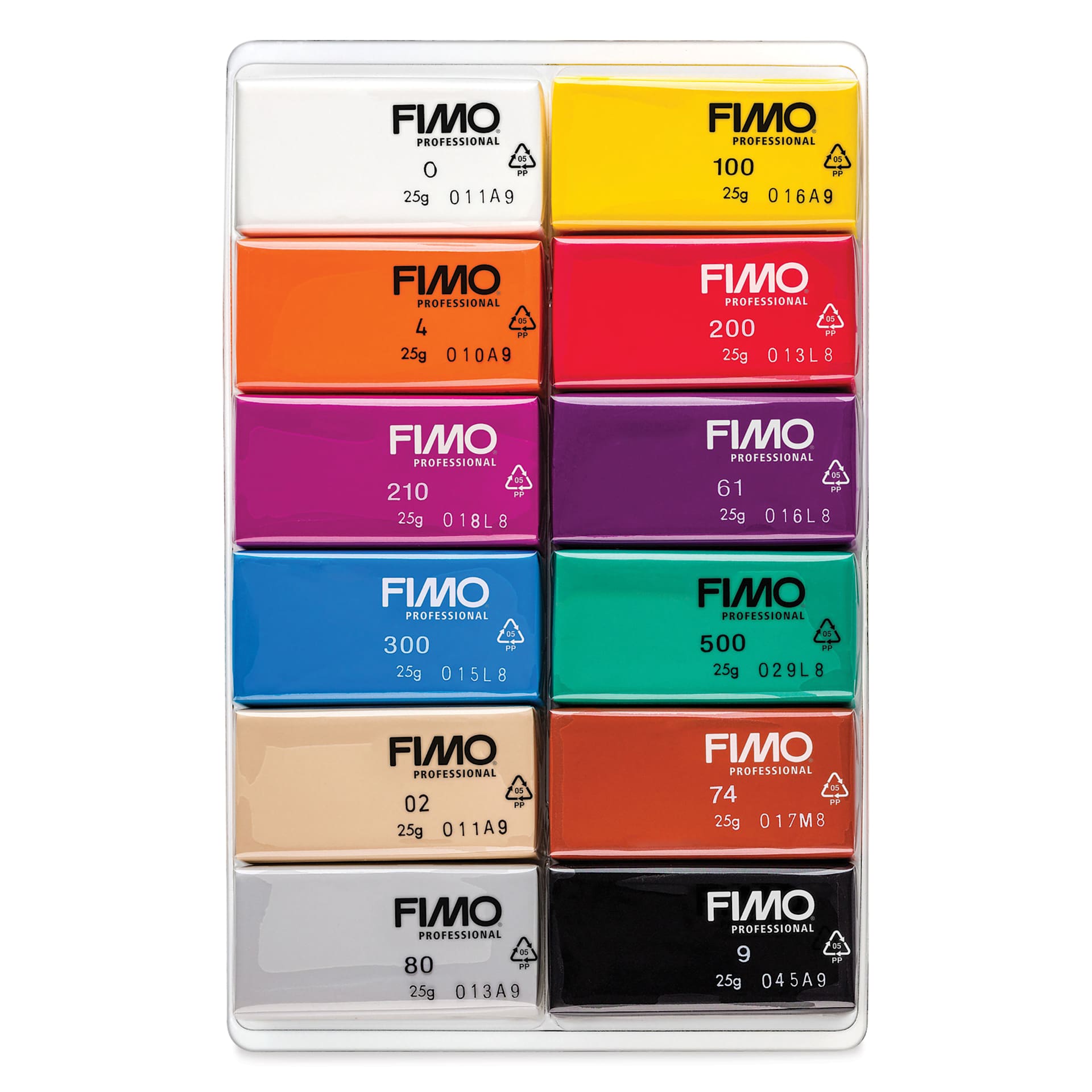 Staedtler Fimo Professional Polymer Clays - Basic Colors, Set of 12, contents