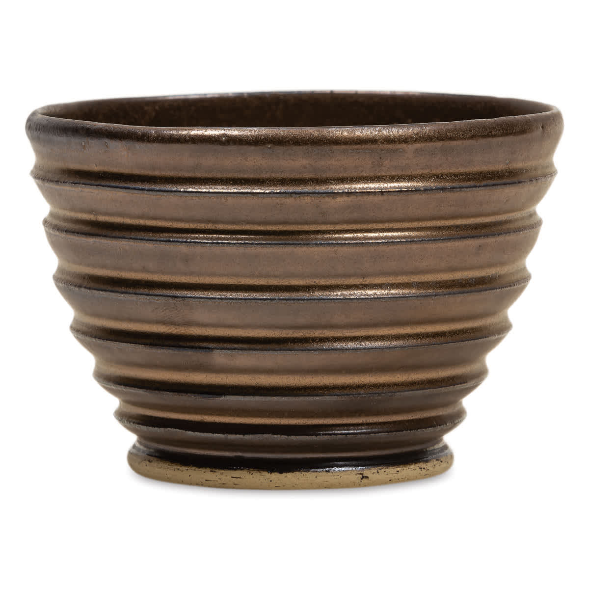 Blick Stoneware Clay - Example of Use (side view). Fired Cone 6, shown with Mayco Stoneware Glaze, Antique Brass (Sold Separately)