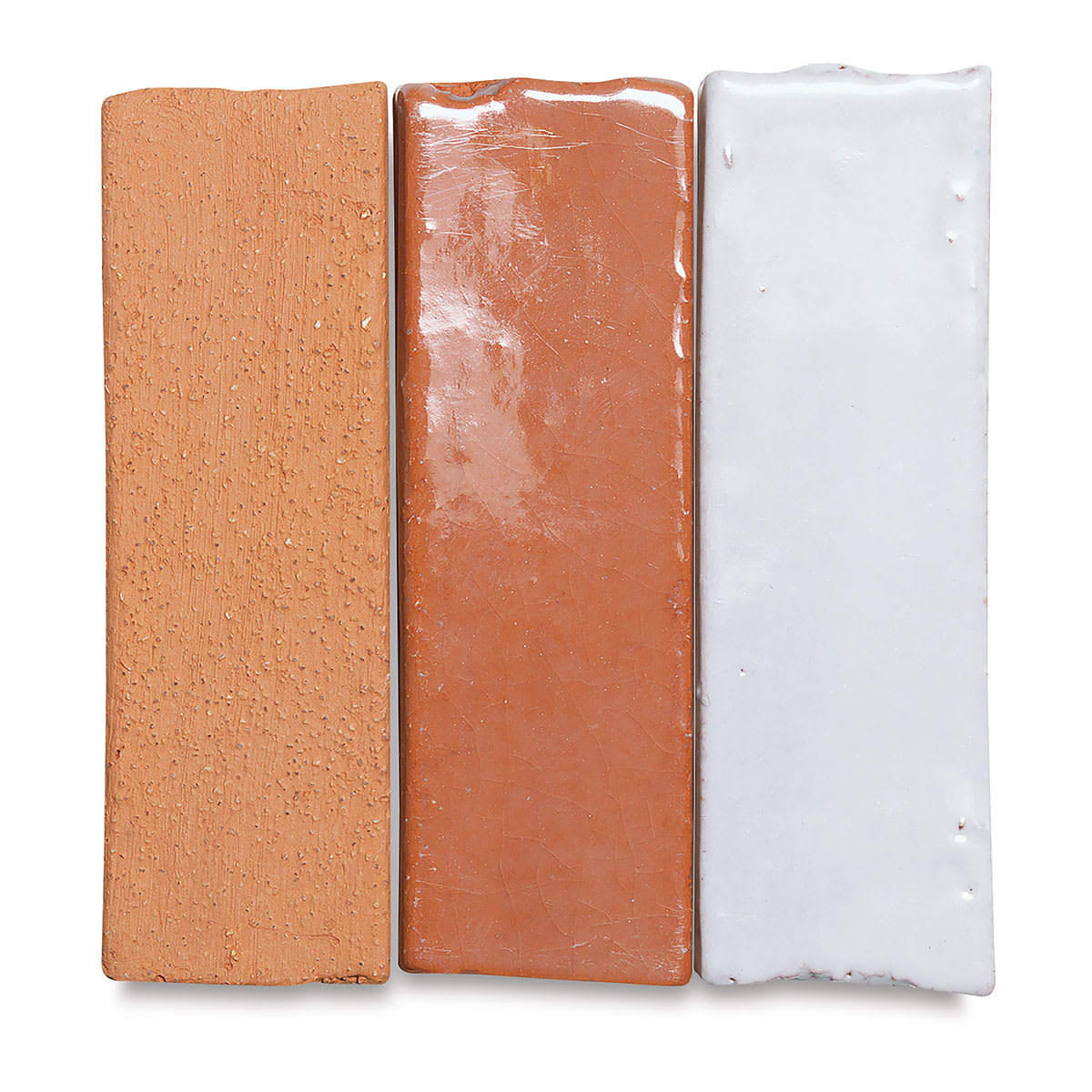 Standard Clay Company 547 Clay - Shown Fired to Bisque, with Clear Glaze, and with White Glaze