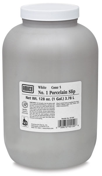 Amaco No. 1 Porcelain Slip - Front view of One Gallon Jug