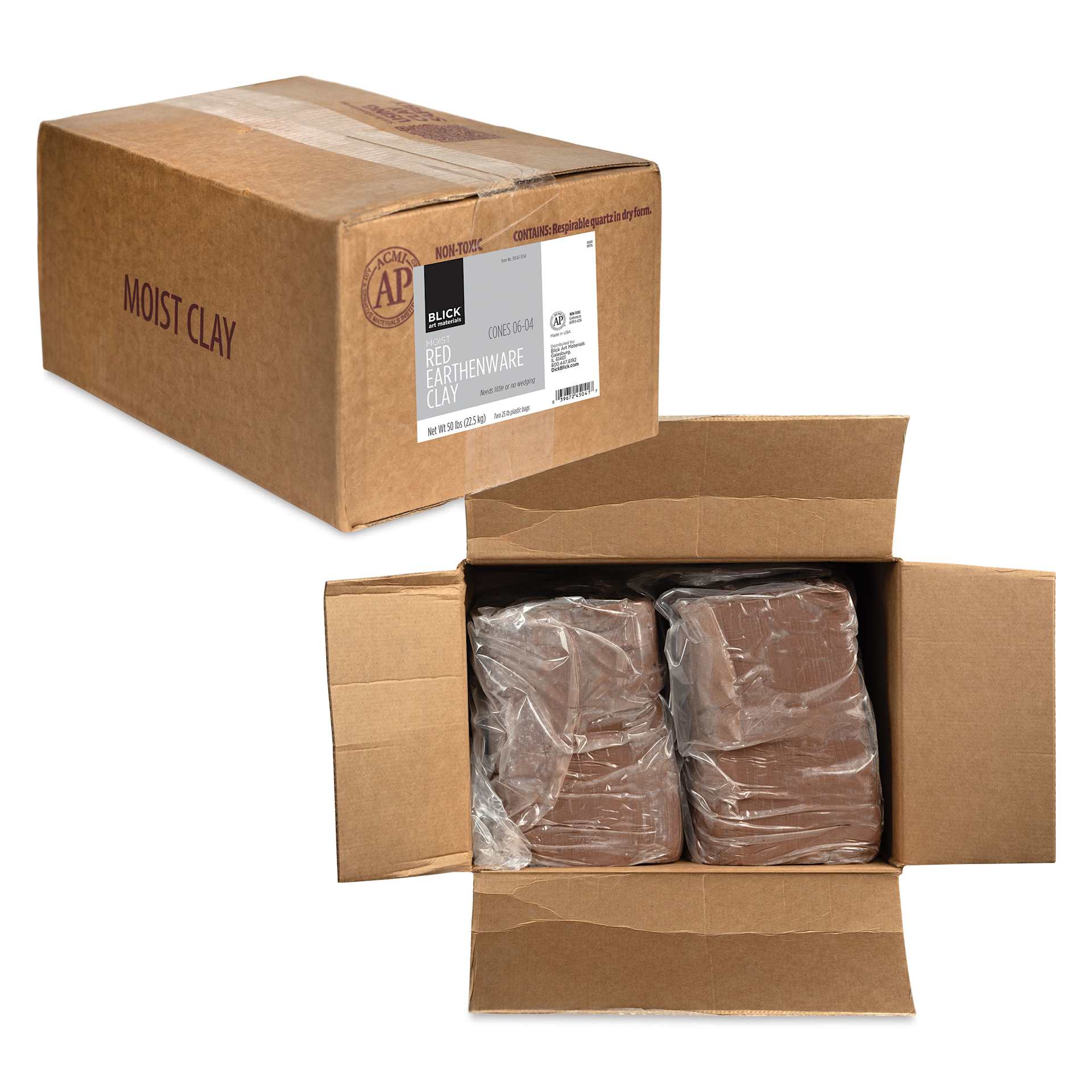 Blick Red Earthenware Clay, in packaging