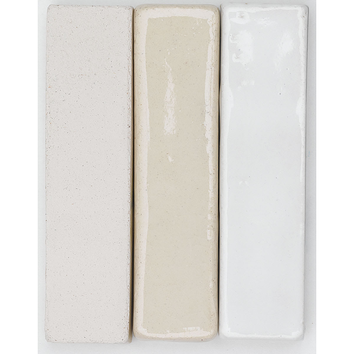 Standard Clay Company 239 Raku Clay samples - bisque fired clay; fired clay with clear glaze; fired clay with white glaze