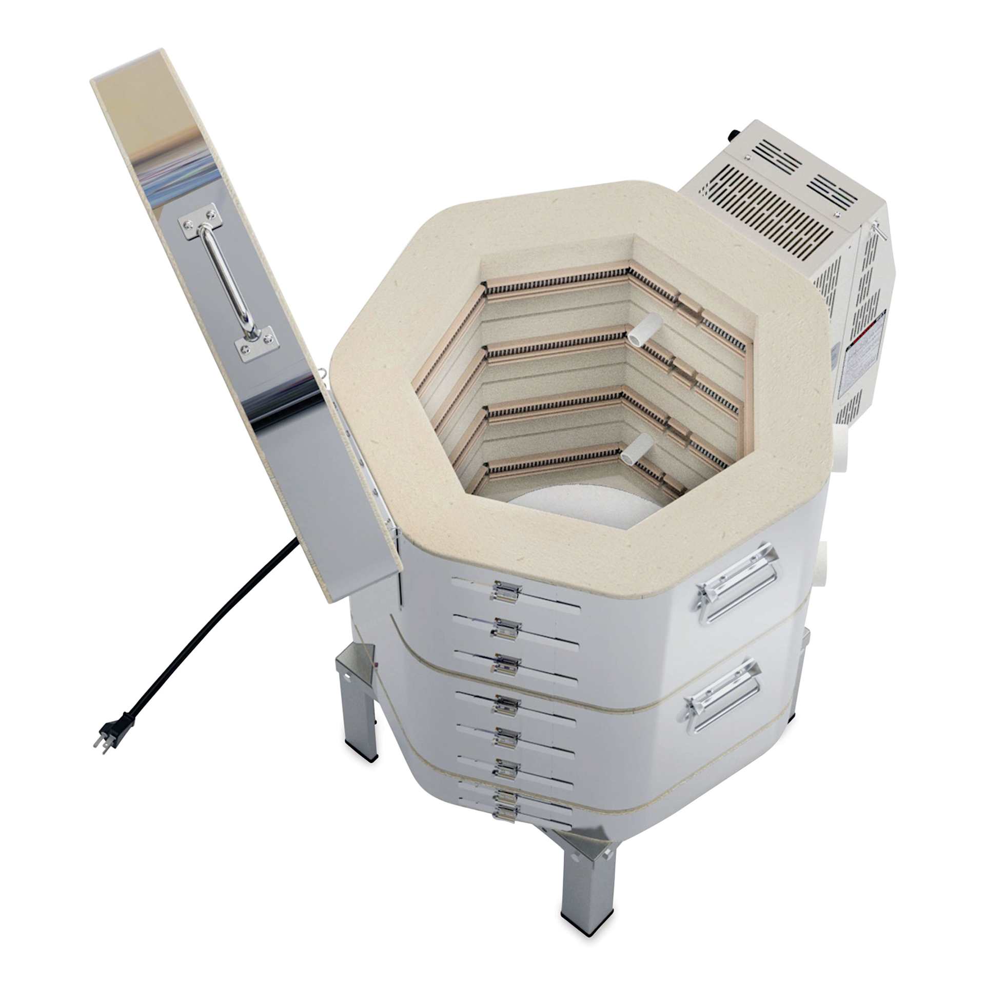 L&L Easy Fire Kiln - E14S-3, W3840, 240V, P1, 20.0 Amp open, top view