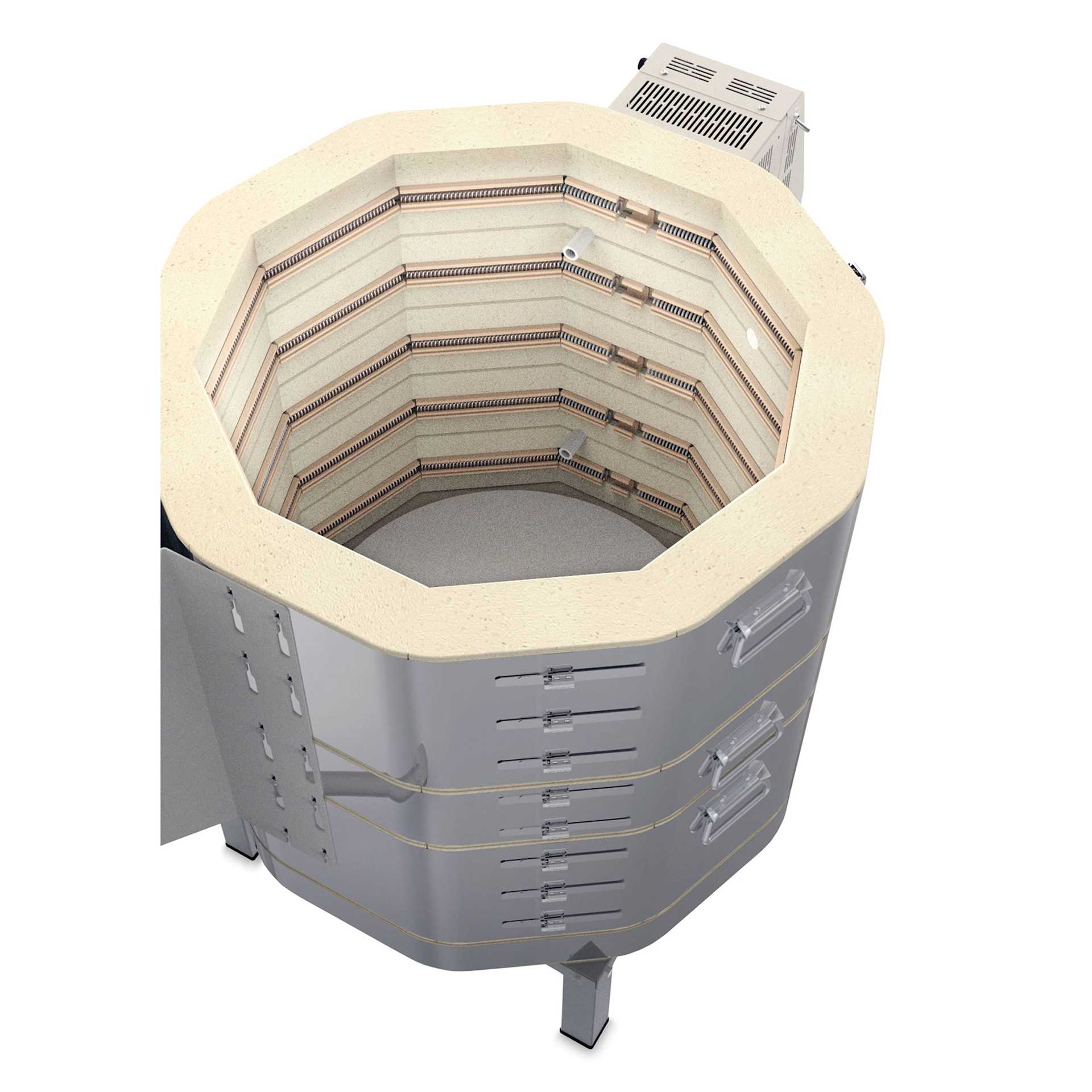 L&L Easy Fire Kiln - E23M-3, W9985, 208V, P1, 48.0 Amp kiln interior