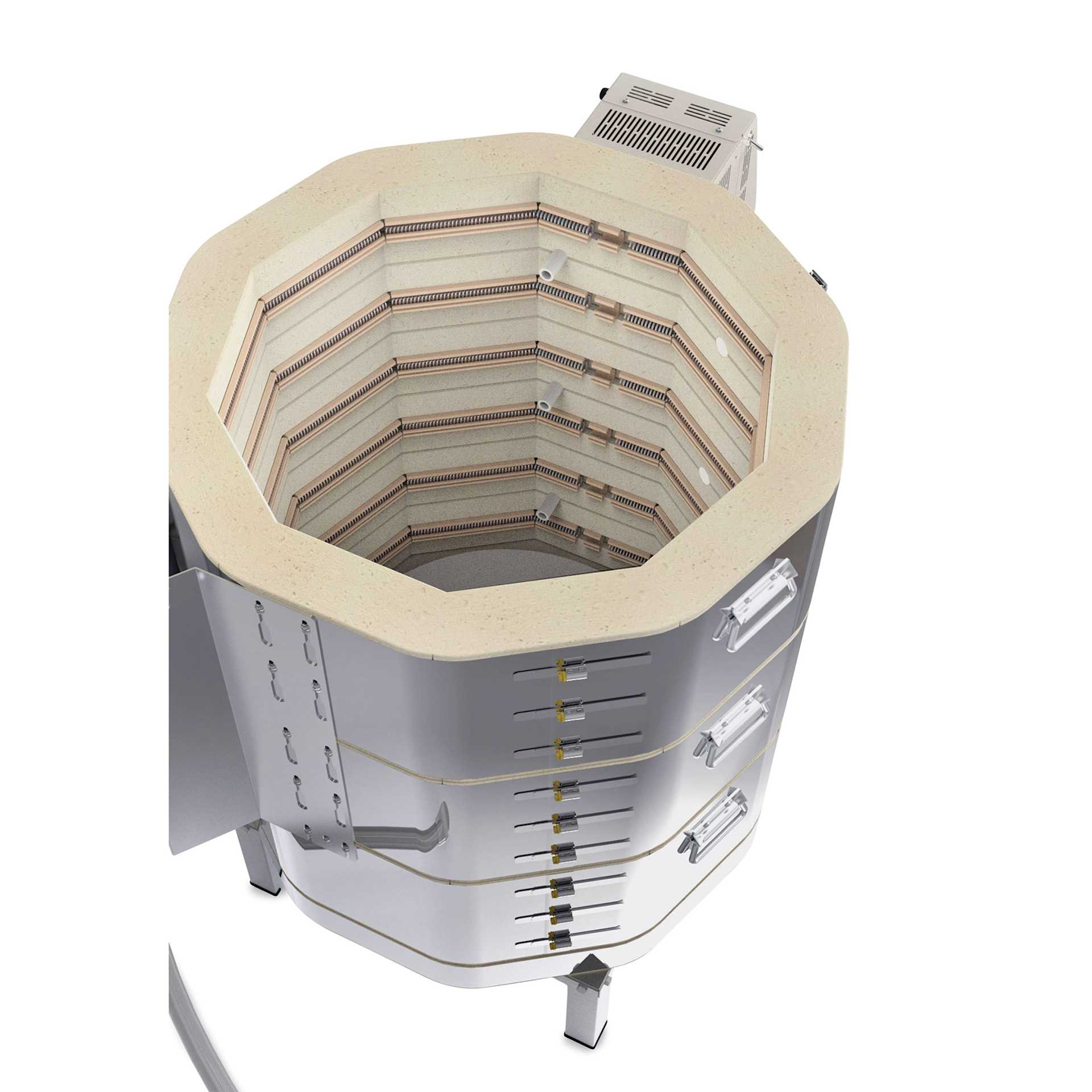 L&L Easy Fire Kiln - E23T-3, W11520, 240V, P1, 48.0 Amp kiln interior